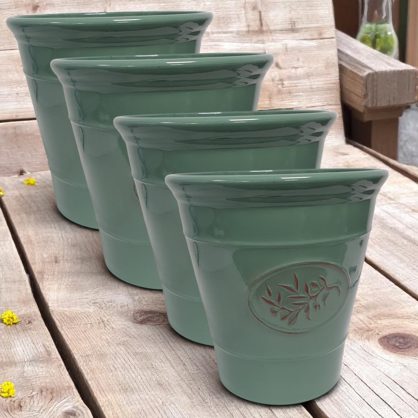 Olive Planter Pot 23cm – Decorative Green & Grey Plant Pot | 6L Garden Container
