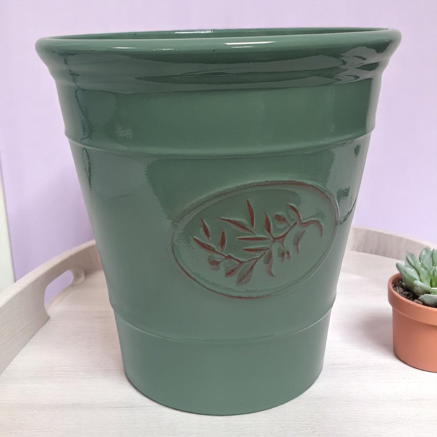 Olive Planter Pot 23cm – Decorative Green & Grey Plant Pot | 6L Garden Container