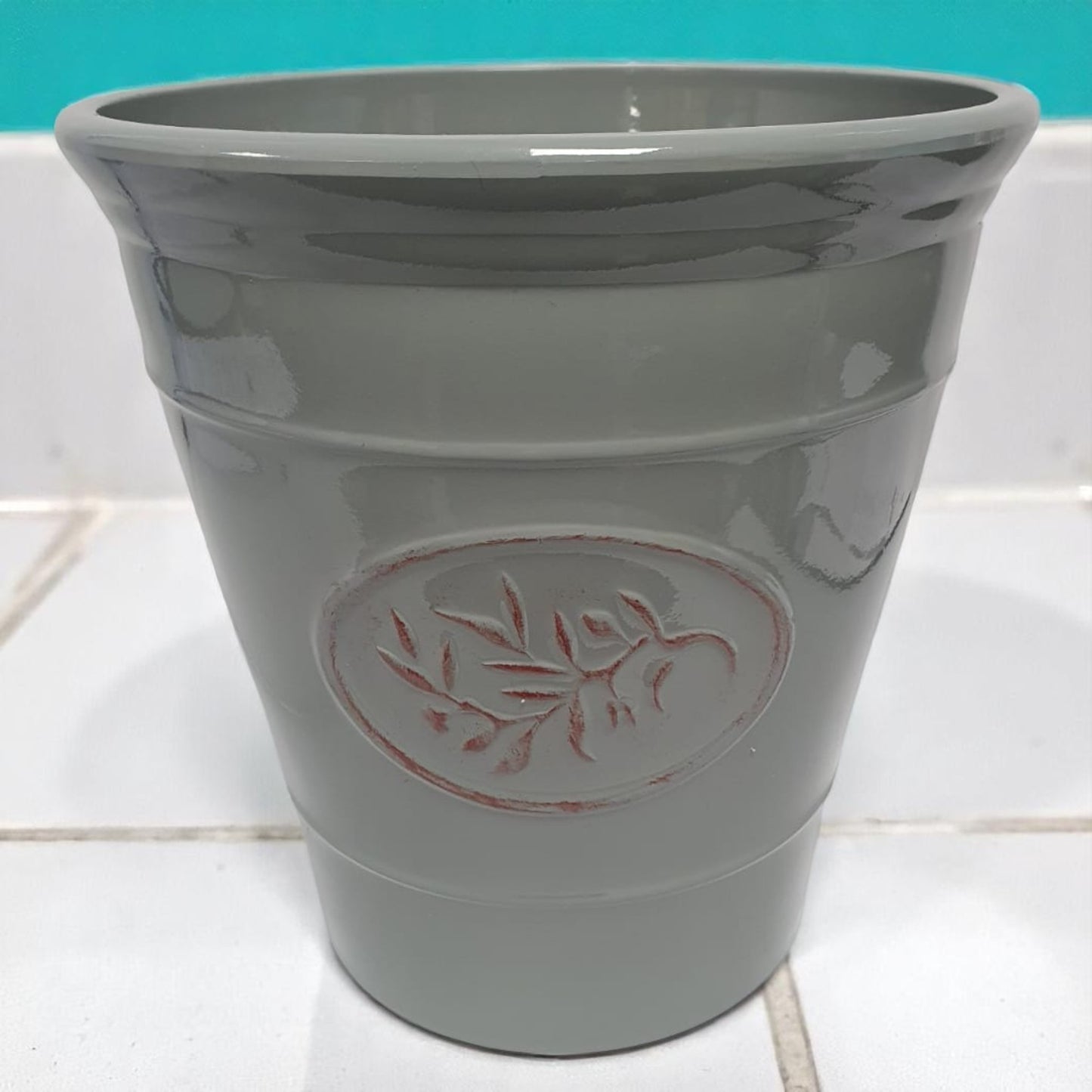 Olive Planter Pot 23cm – Decorative Green & Grey Plant Pot | 6L Garden Container