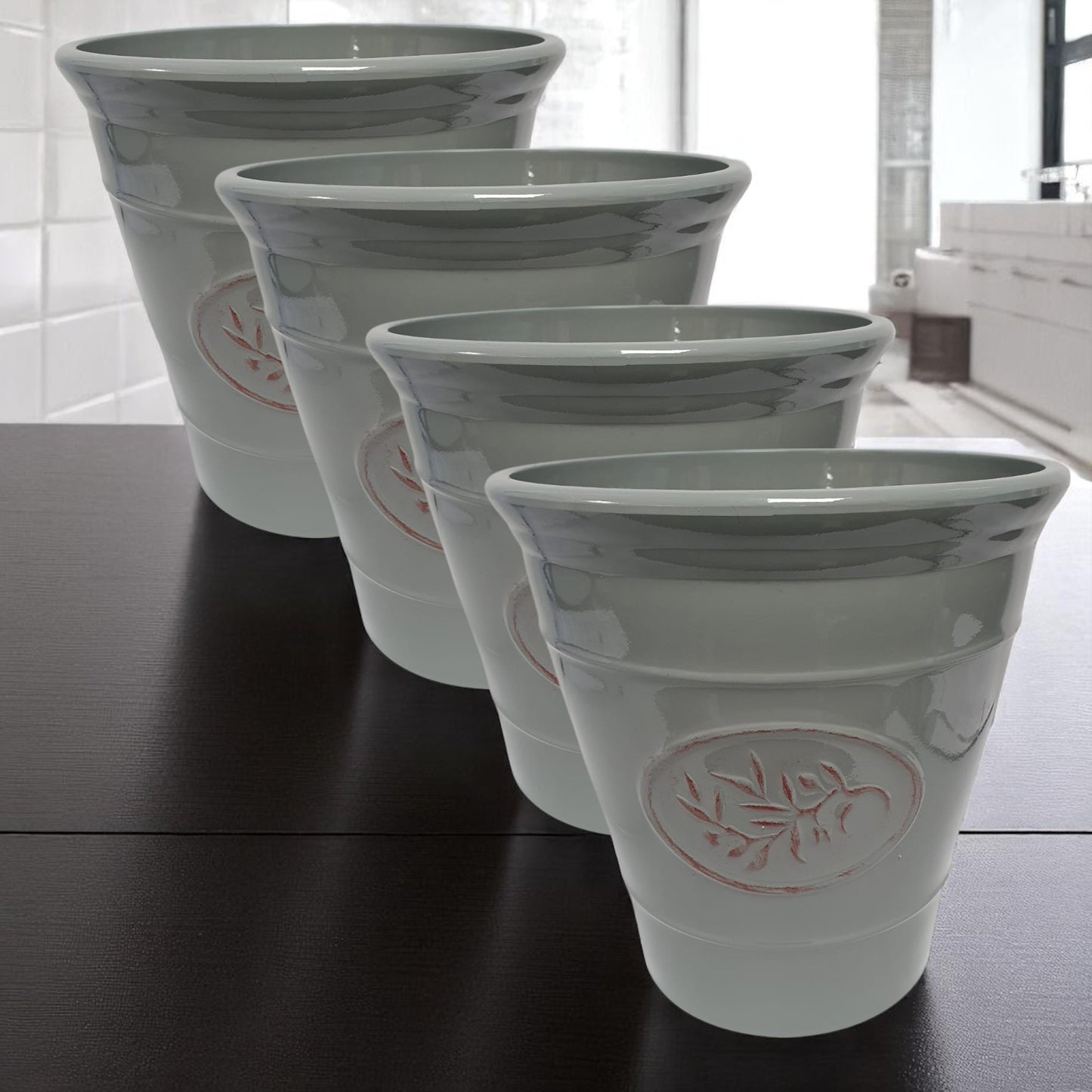 Olive Planter Pot 23cm – Decorative Green & Grey Plant Pot | 6L Garden Container