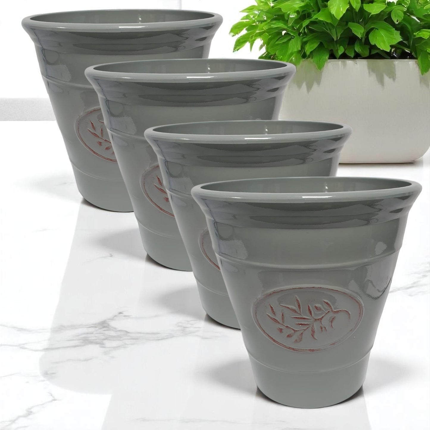Olive Planter Pot 23cm – Decorative Green & Grey Plant Pot | 6L Garden Container