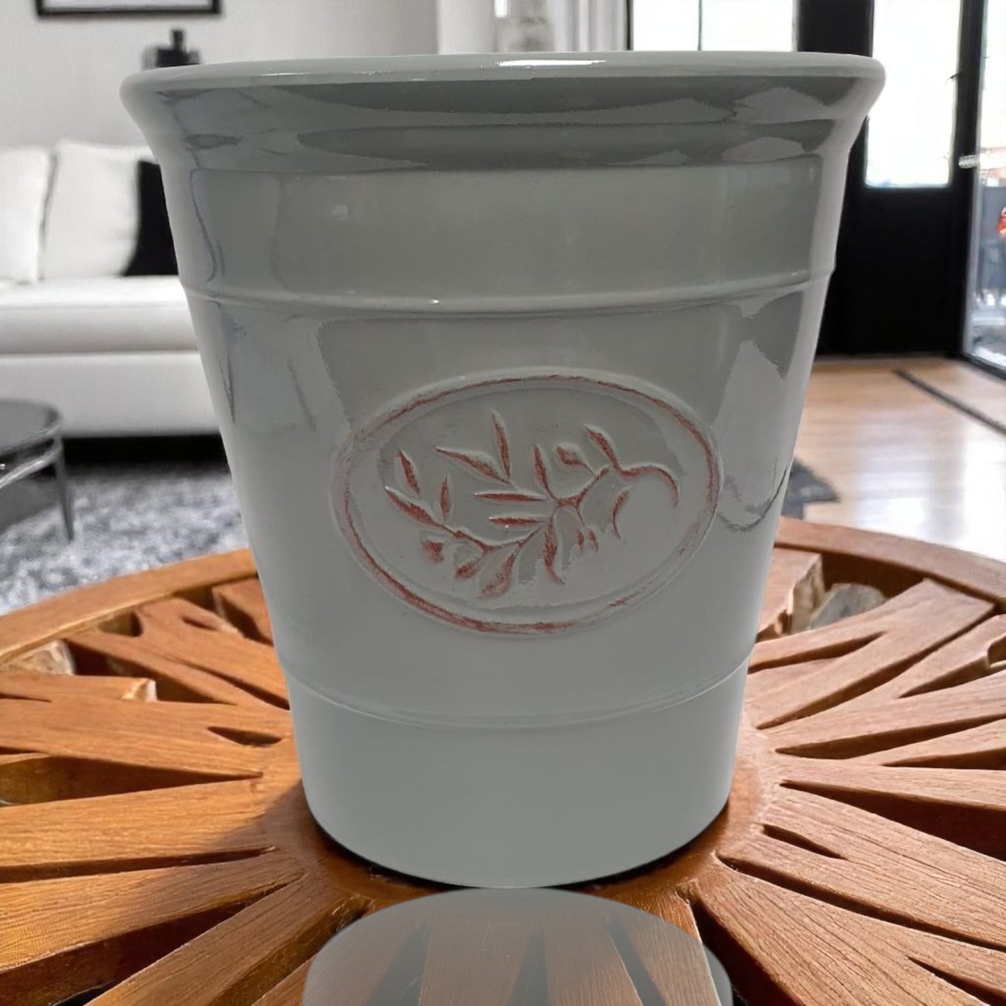 Olive Planter Pot 23cm – Decorative Green & Grey Plant Pot | 6L Garden Container