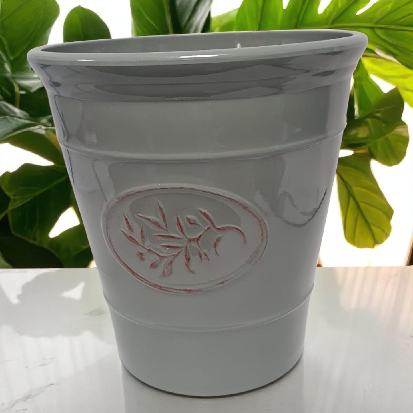 Olive Planter Pot 23cm – Decorative Green & Grey Plant Pot | 6L Garden Container