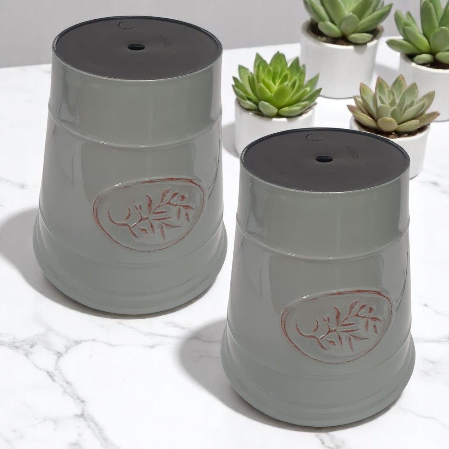 Olive Planter Pot 23cm – Decorative Green & Grey Plant Pot | 6L Garden Container