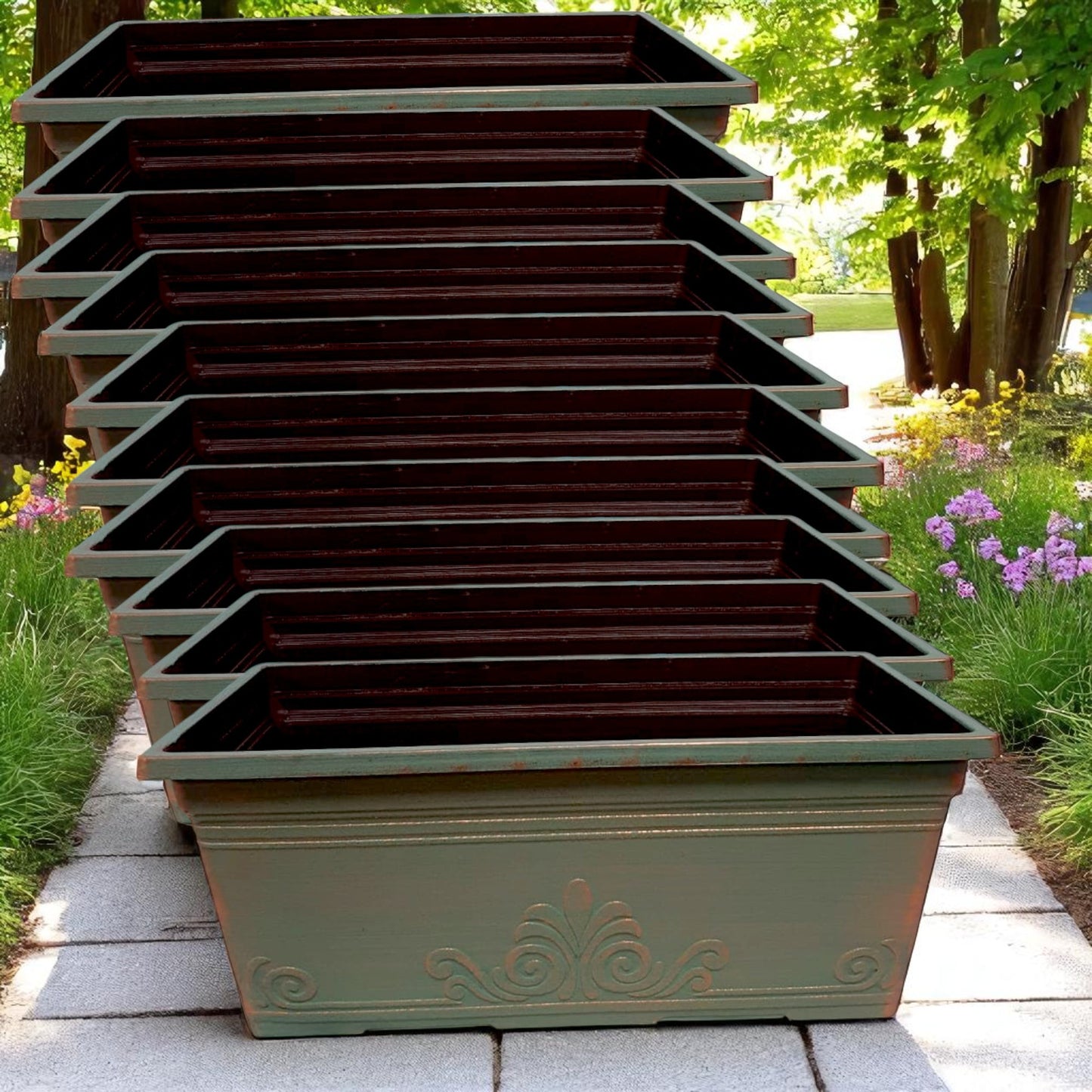 Laurel 15" Window Box Planter – Brushed Butterscotch or Patina Copper | Single, 2 or 10 Pack