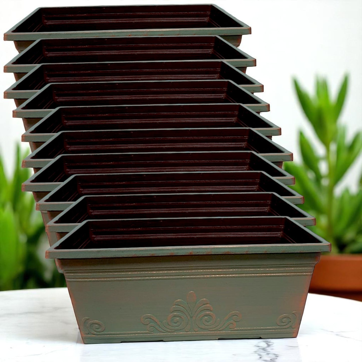 Laurel 15" Window Box Planter – Brushed Butterscotch or Patina Copper | Single, 2 or 10 Pack