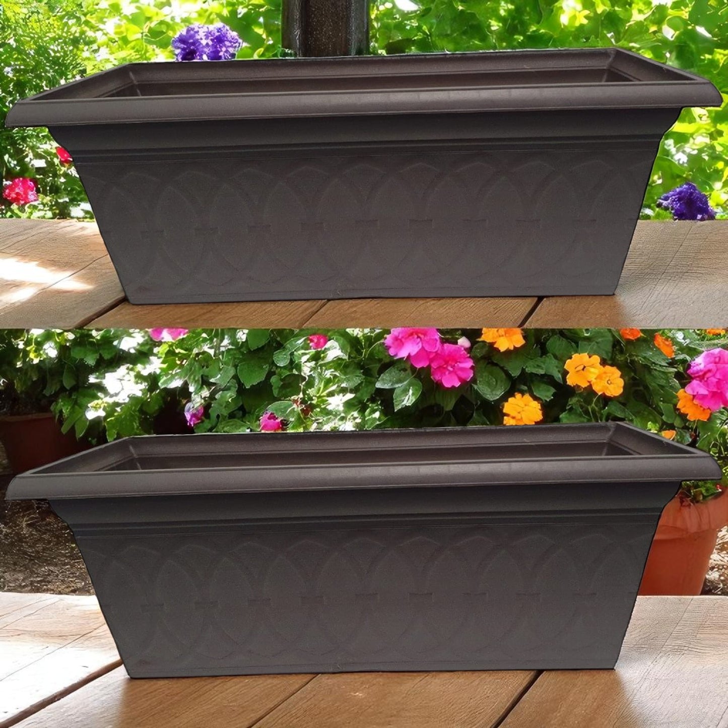 Durham 24" Garden Window Box Planter – Cloudy Terracotta or Coffee | Single or Twin Pack
