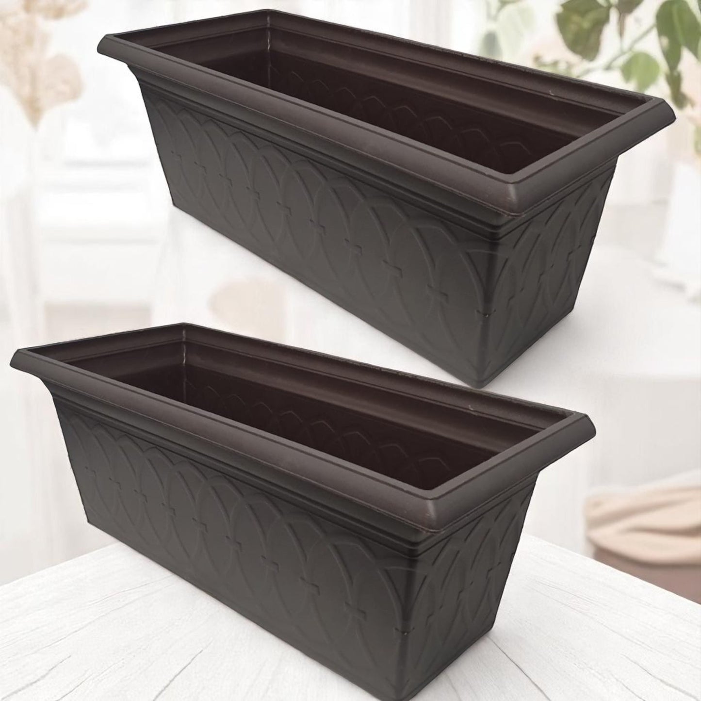 Durham 24" Garden Window Box Planter – Cloudy Terracotta or Coffee | Single or Twin Pack