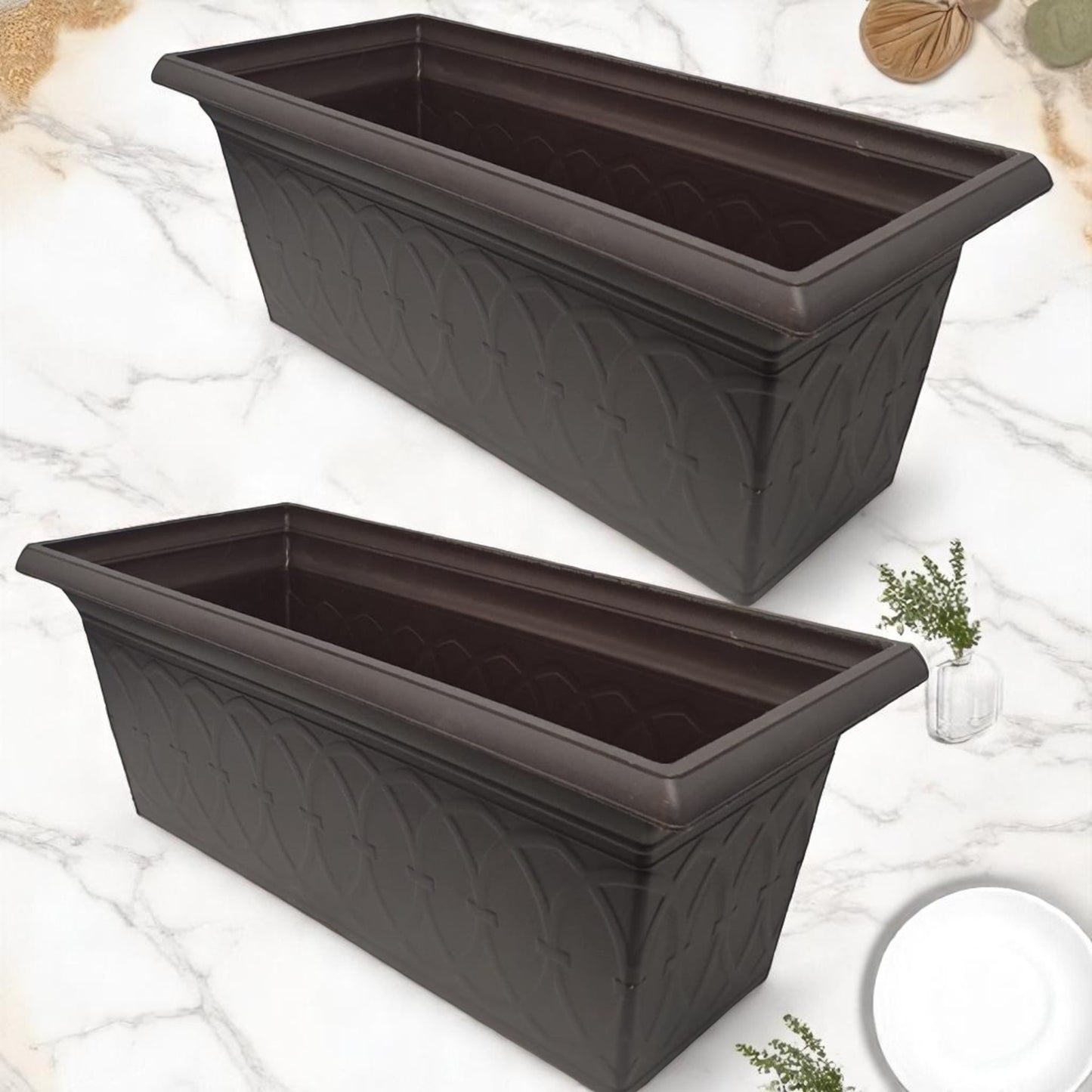 Durham 24" Garden Window Box Planter – Cloudy Terracotta or Coffee | Single or Twin Pack