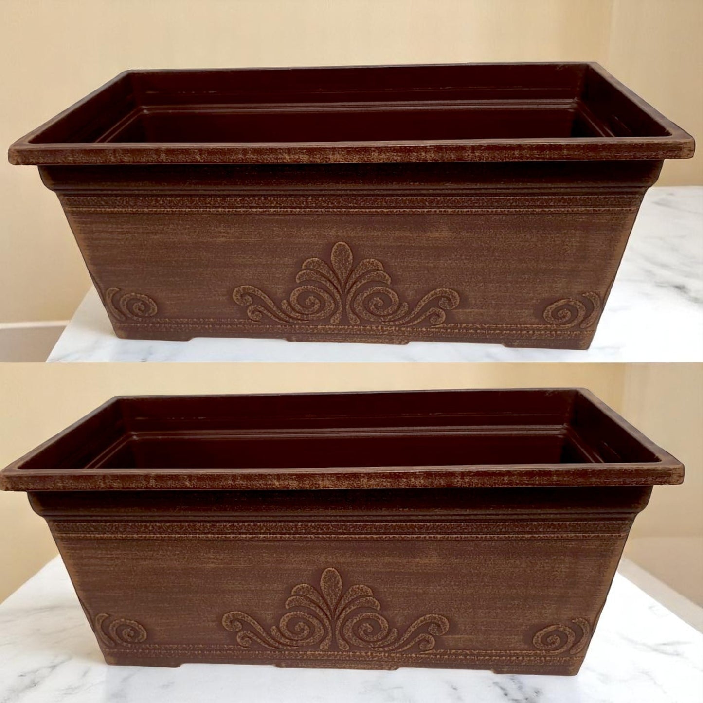 Laurel 15" Window Box Planter – Brushed Butterscotch or Patina Copper | Single, 2 or 10 Pack