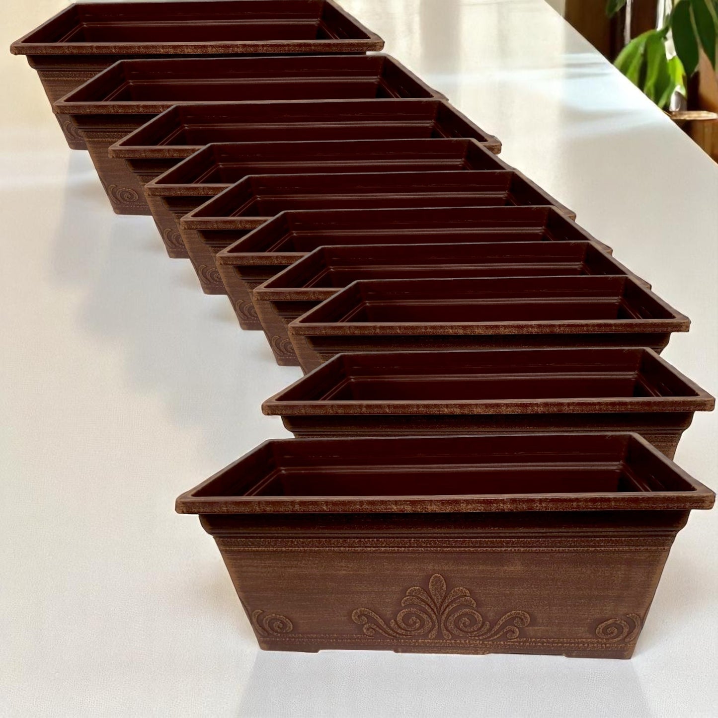 Laurel 15" Window Box Planter – Brushed Butterscotch or Patina Copper | Single, 2 or 10 Pack