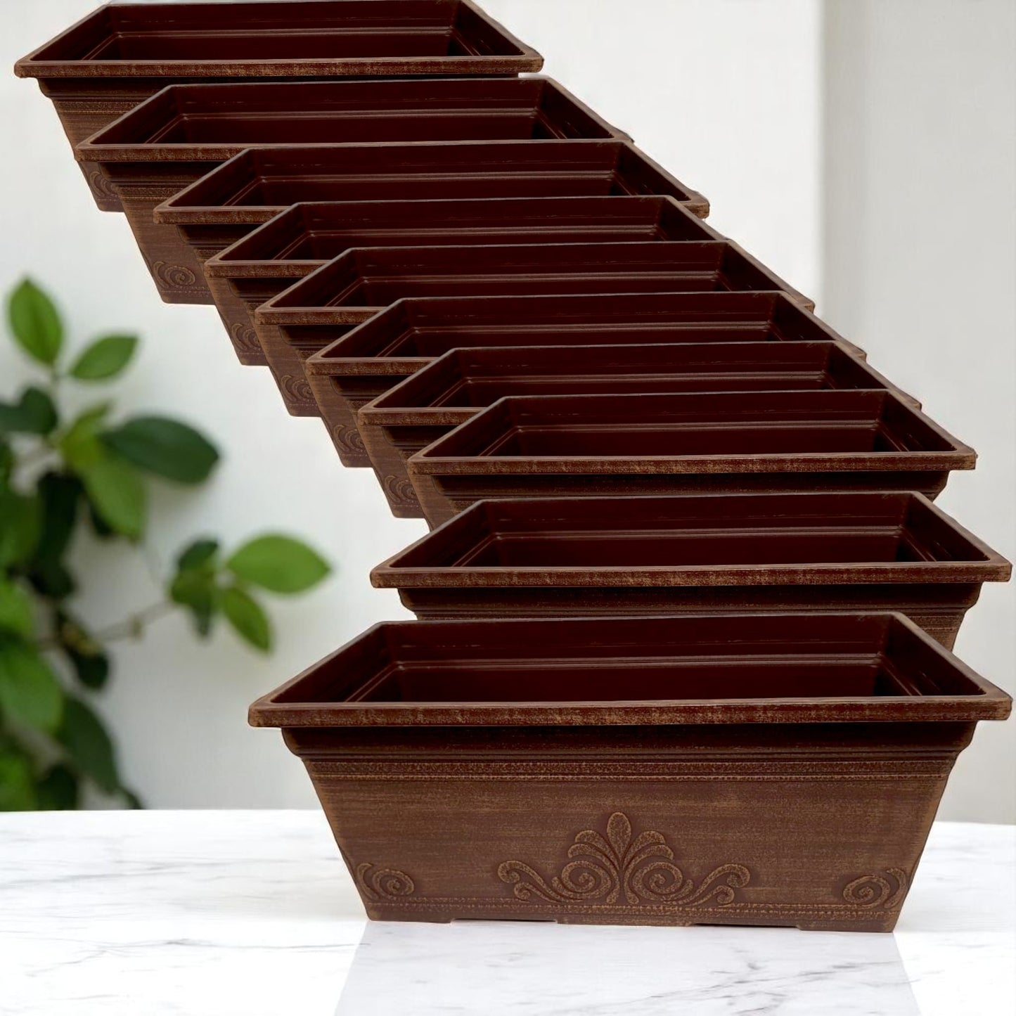 Laurel 15" Window Box Planter – Brushed Butterscotch or Patina Copper | Single, 2 or 10 Pack