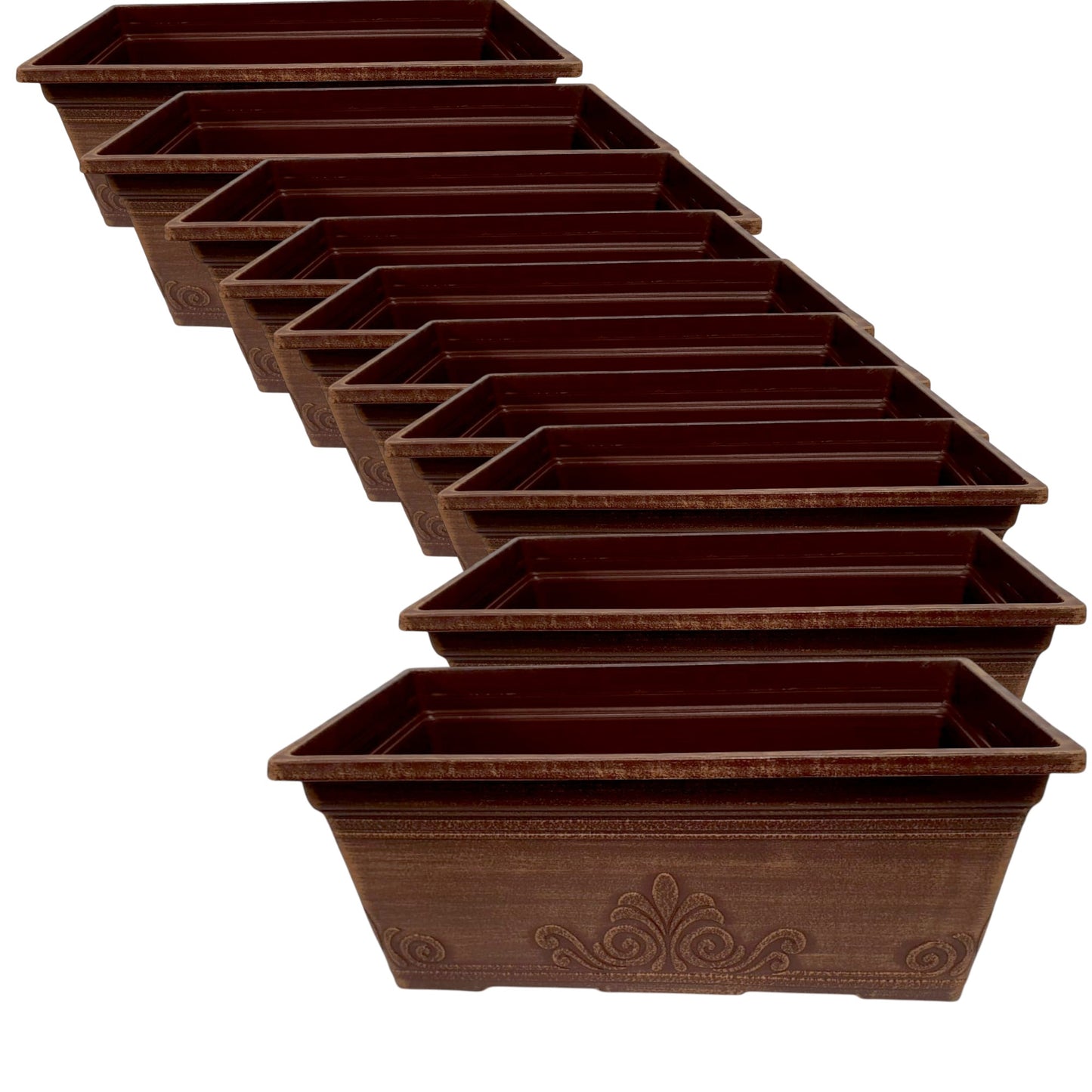 Laurel 15" Window Box Planter – Brushed Butterscotch or Patina Copper | Single, 2 or 10 Pack