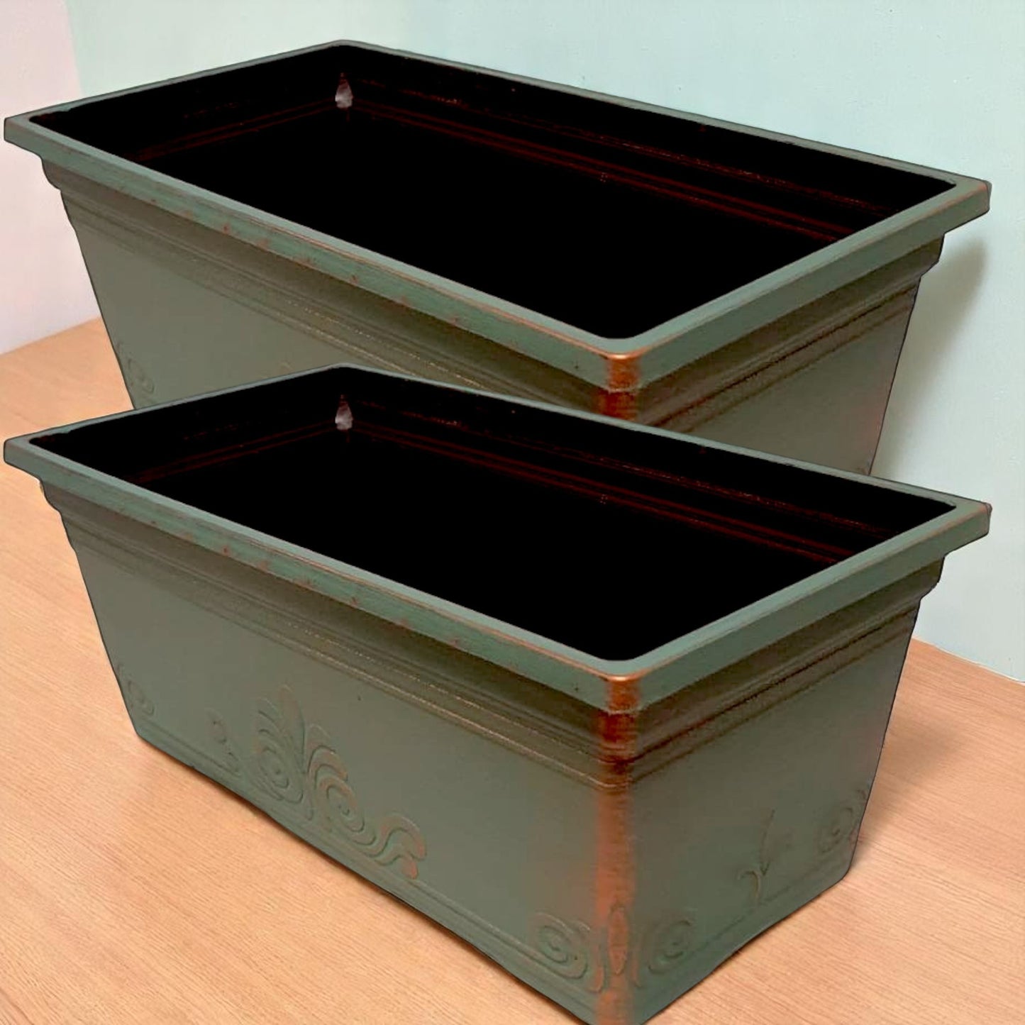 Laurel 15" Window Box Planter – Brushed Butterscotch or Patina Copper | Single, 2 or 10 Pack