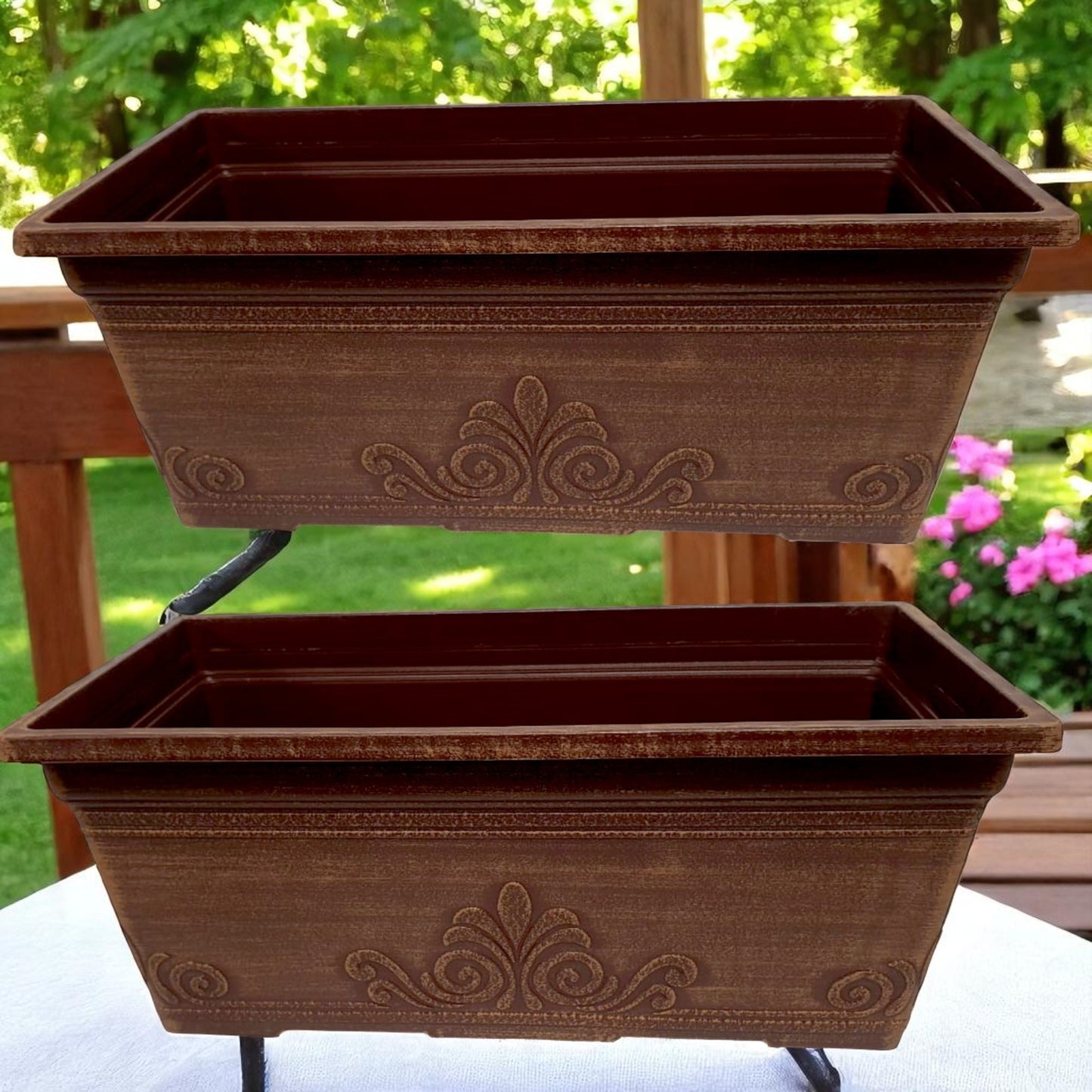 Laurel 15" Window Box Planter – Brushed Butterscotch or Patina Copper | Single, 2 or 10 Pack