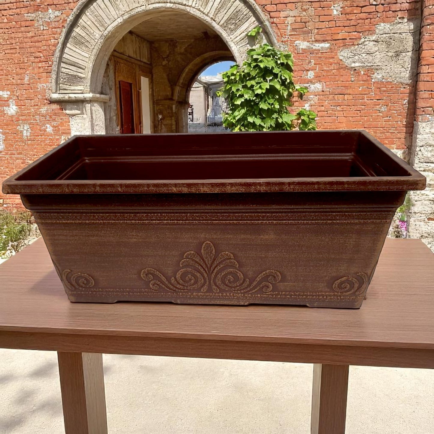 Laurel 15" Window Box Planter – Brushed Butterscotch or Patina Copper | Single, 2 or 10 Pack