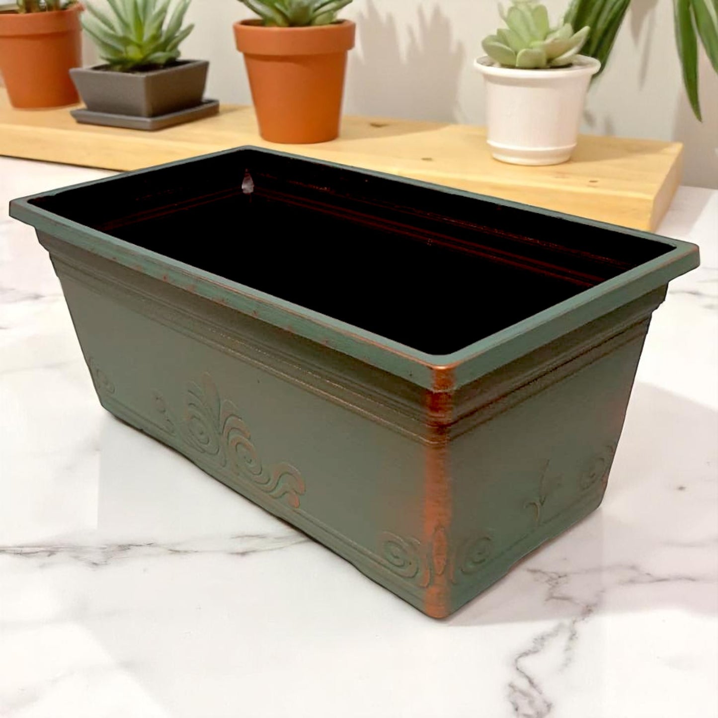 Laurel 15" Window Box Planter – Brushed Butterscotch or Patina Copper | Single, 2 or 10 Pack