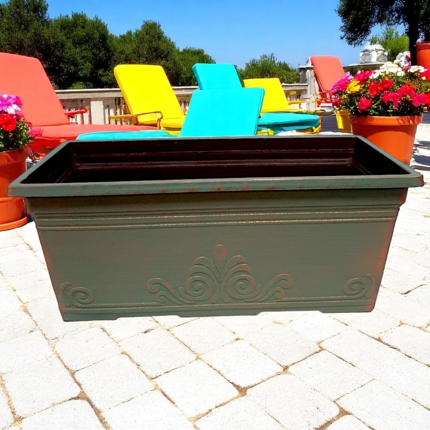 Laurel 15" Window Box Planter – Brushed Butterscotch or Patina Copper | Single, 2 or 10 Pack