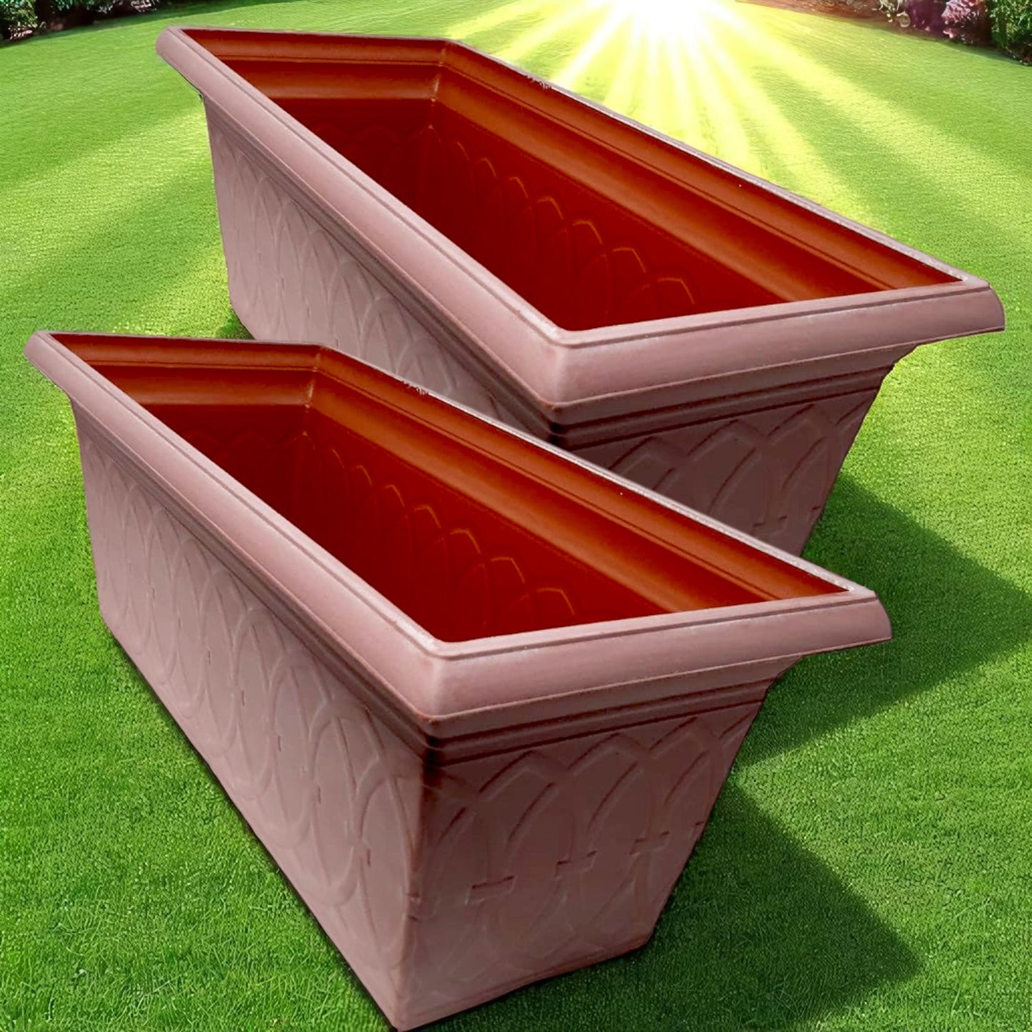 Durham 24" Garden Window Box Planter – Cloudy Terracotta or Coffee | Single or Twin Pack