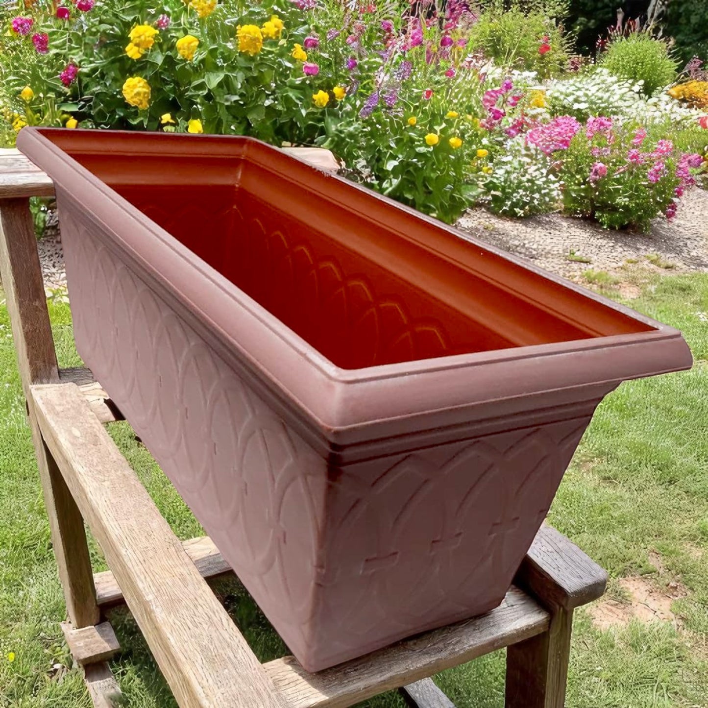 Durham 24" Garden Window Box Planter – Cloudy Terracotta or Coffee | Single or Twin Pack