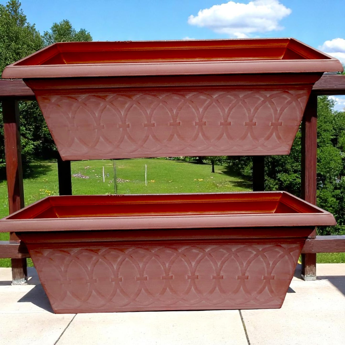 Durham 24" Garden Window Box Planter – Cloudy Terracotta or Coffee | Single or Twin Pack