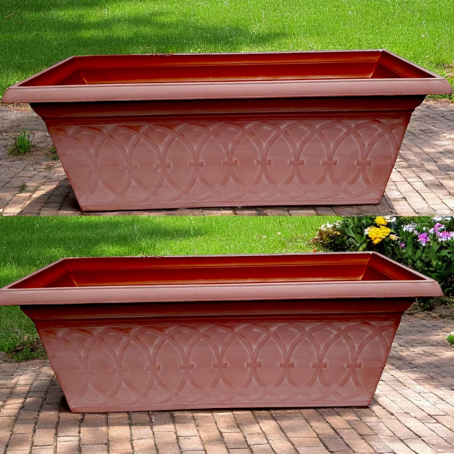 Durham 24" Garden Window Box Planter – Cloudy Terracotta or Coffee | Single or Twin Pack