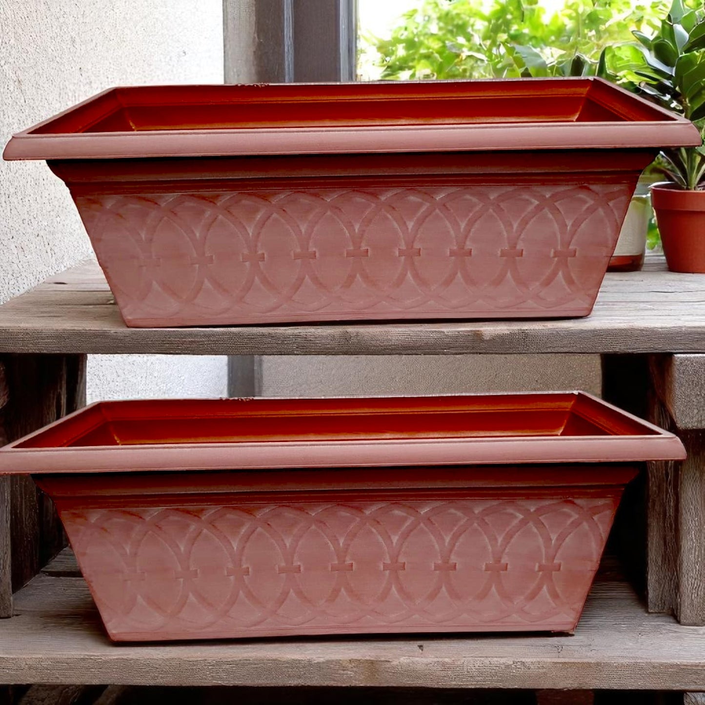 Durham 24" Garden Window Box Planter – Cloudy Terracotta or Coffee | Single or Twin Pack