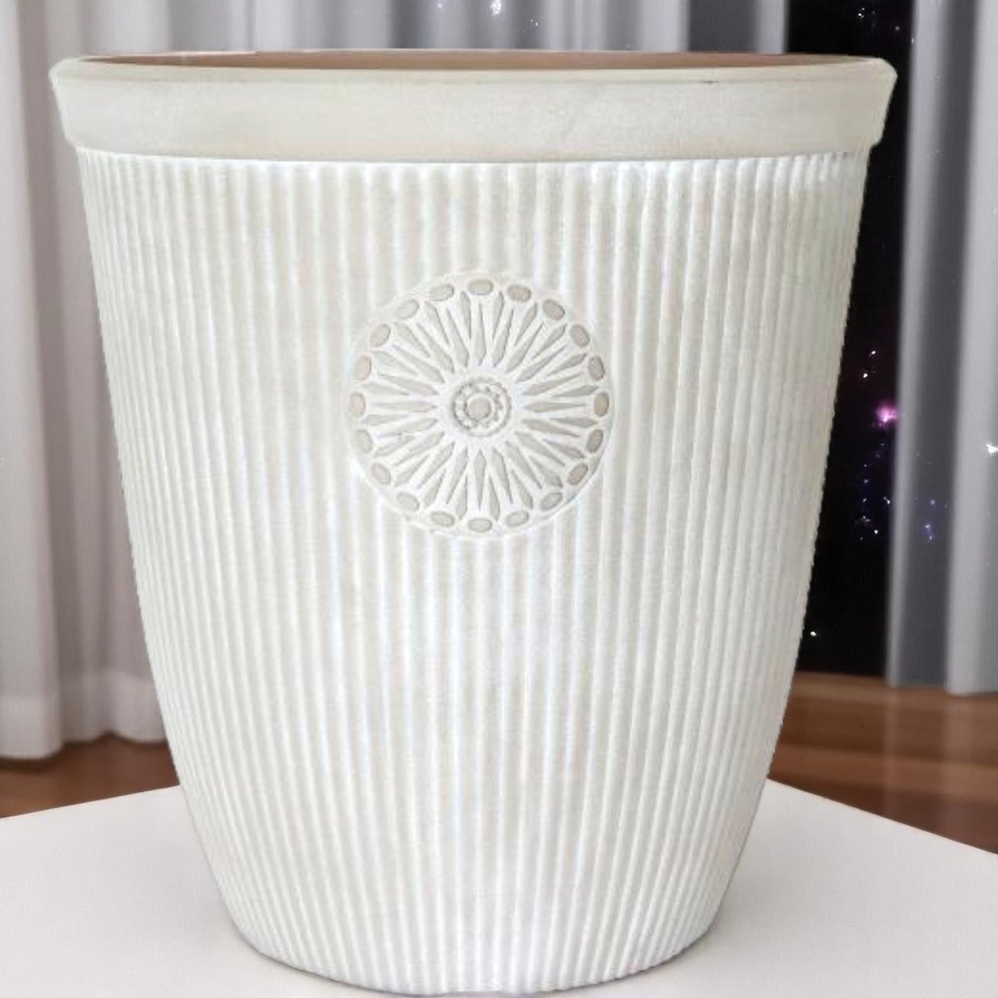Somerville Tall 16" Planter – Pebble White | Decorative Garden Pot with Drainage (Single or 2 Pack)