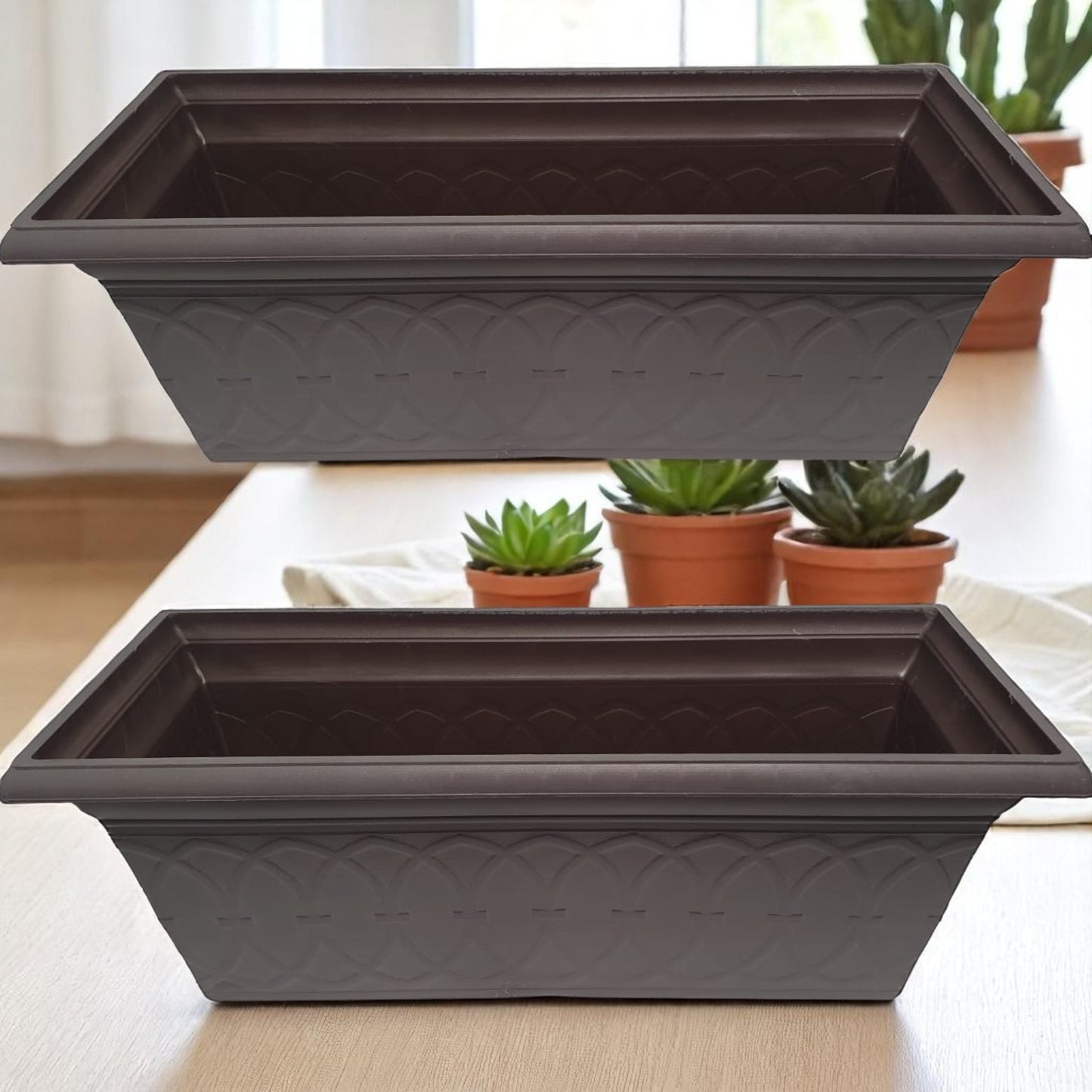 Durham 24" Garden Window Box Planter – Cloudy Terracotta or Coffee | Single or Twin Pack