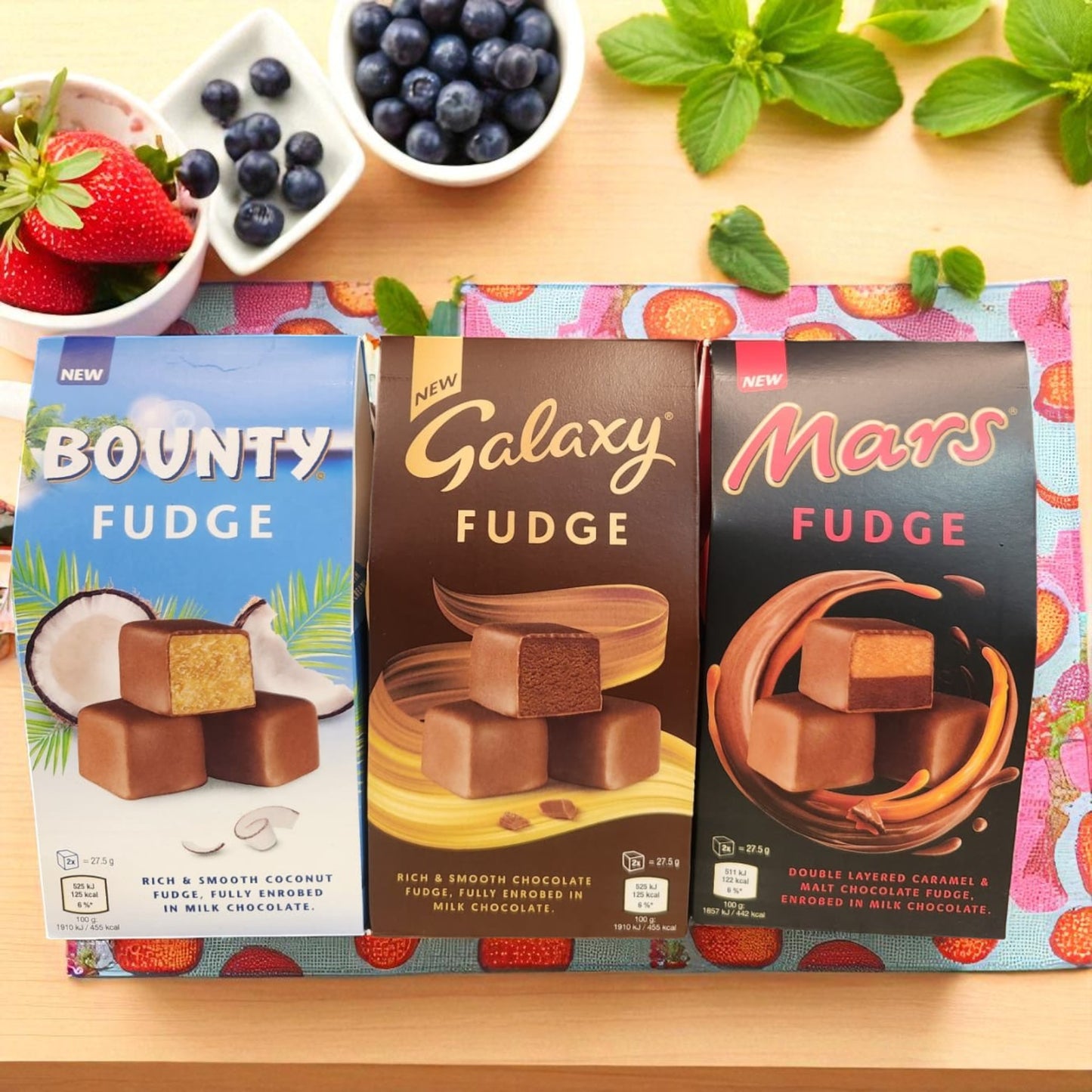 Bounty, Galaxy & Mars Fudge Chocolate Trio – 3 x 27.5g Boxes