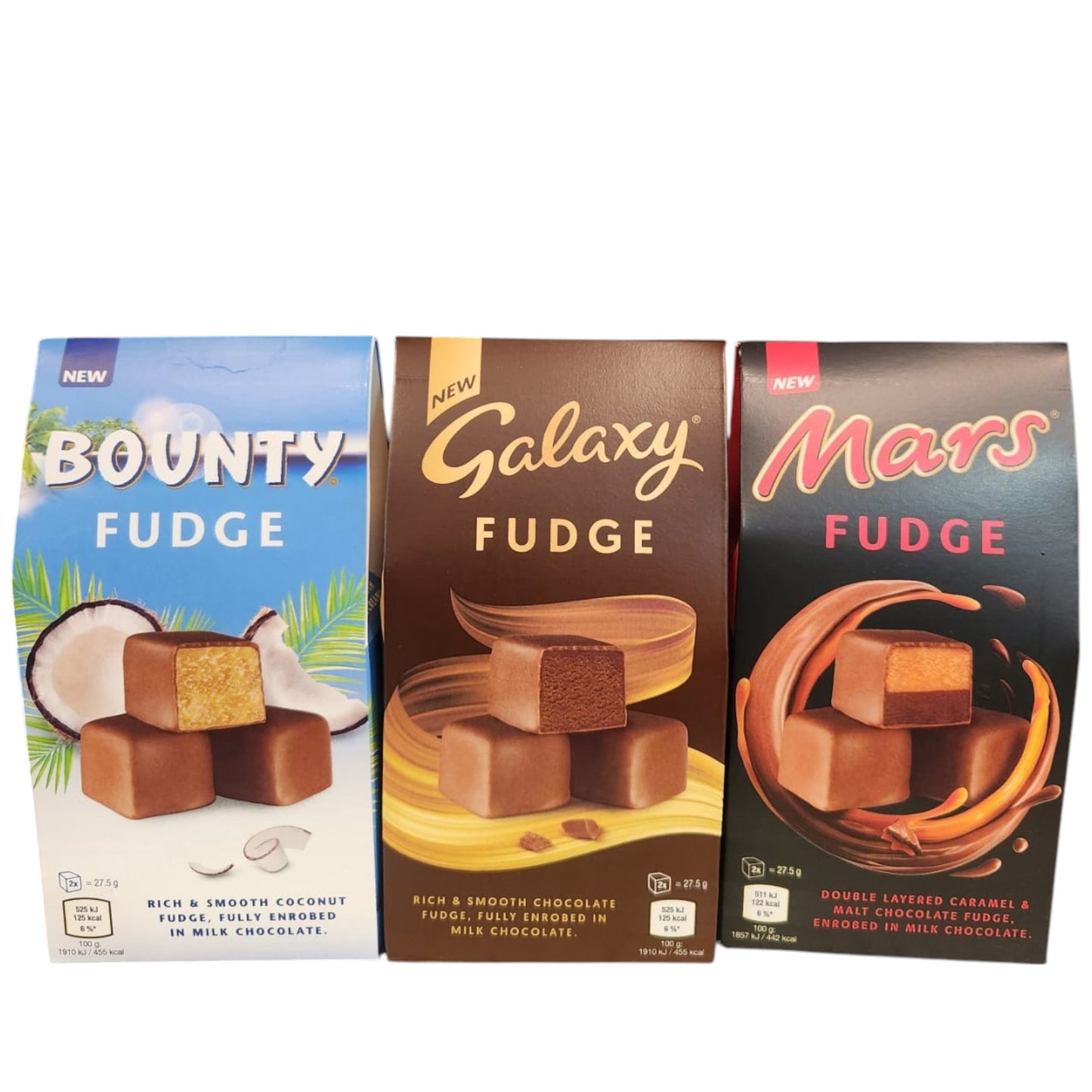 Bounty, Galaxy & Mars Fudge Chocolate Trio – 3 x 27.5g Boxes