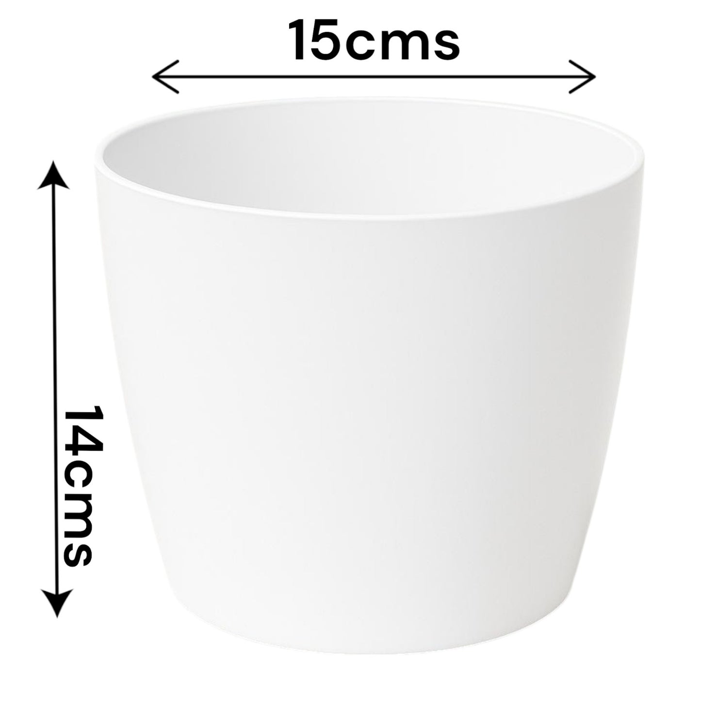 Pack of 2 White 15cm Indoor Plant Pots – Minimalist Round Plastic Planters