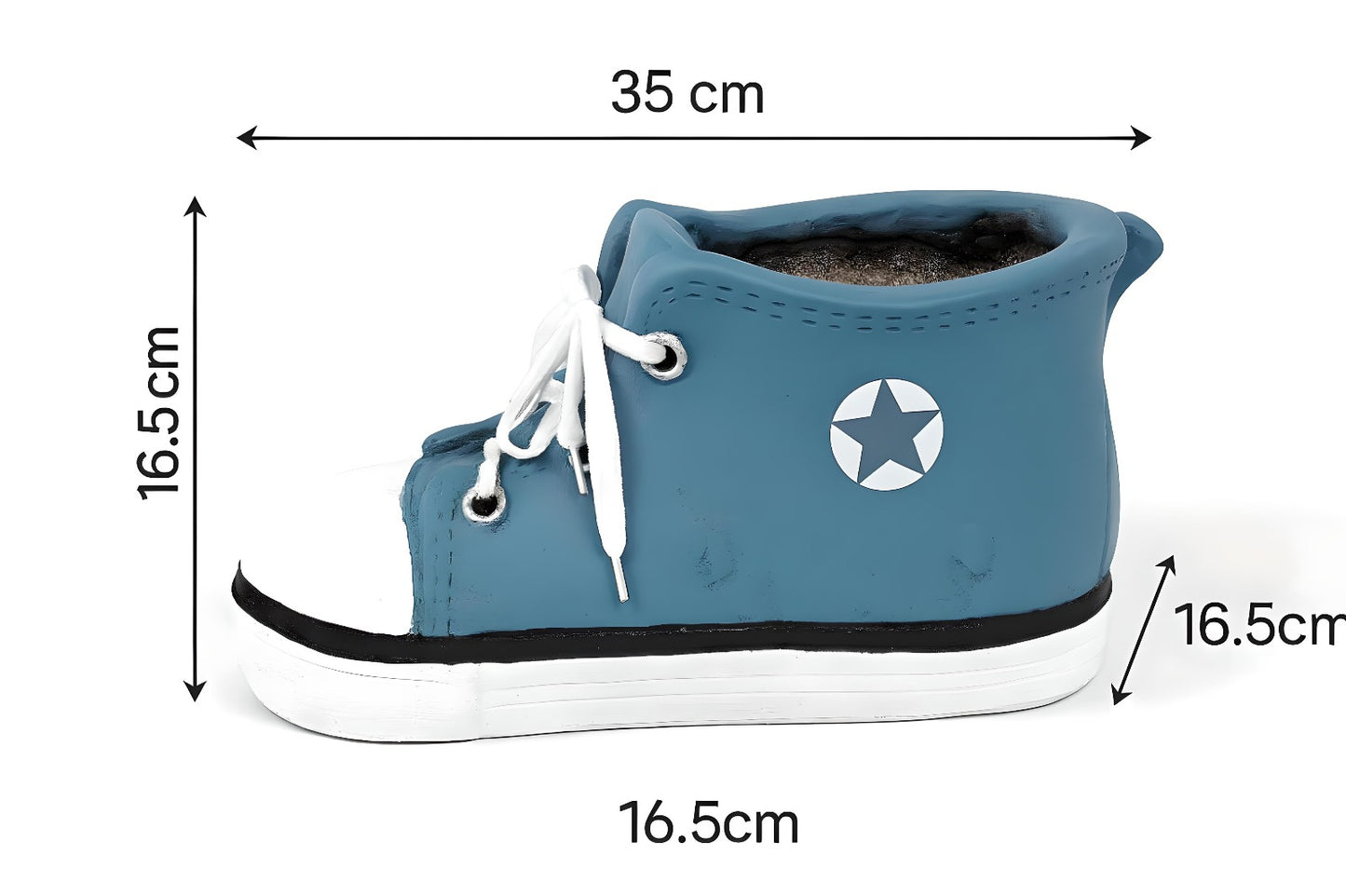 Fun Shoe Shaped Plant Pot – Blue Trainer Design Garden Planter 34cm