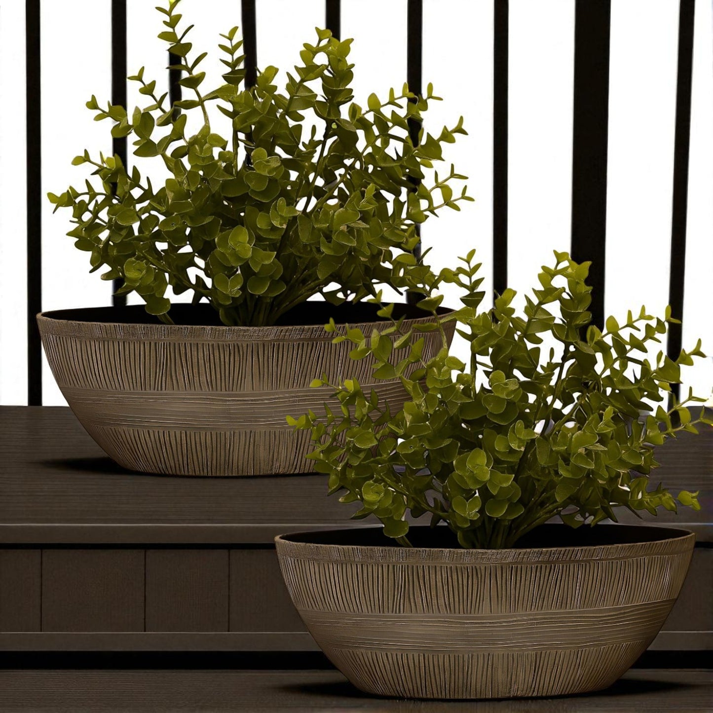 Sand Thatched Oval Bowl Planter 43cm – Bo Oval 17 | Single or Pack of 2
