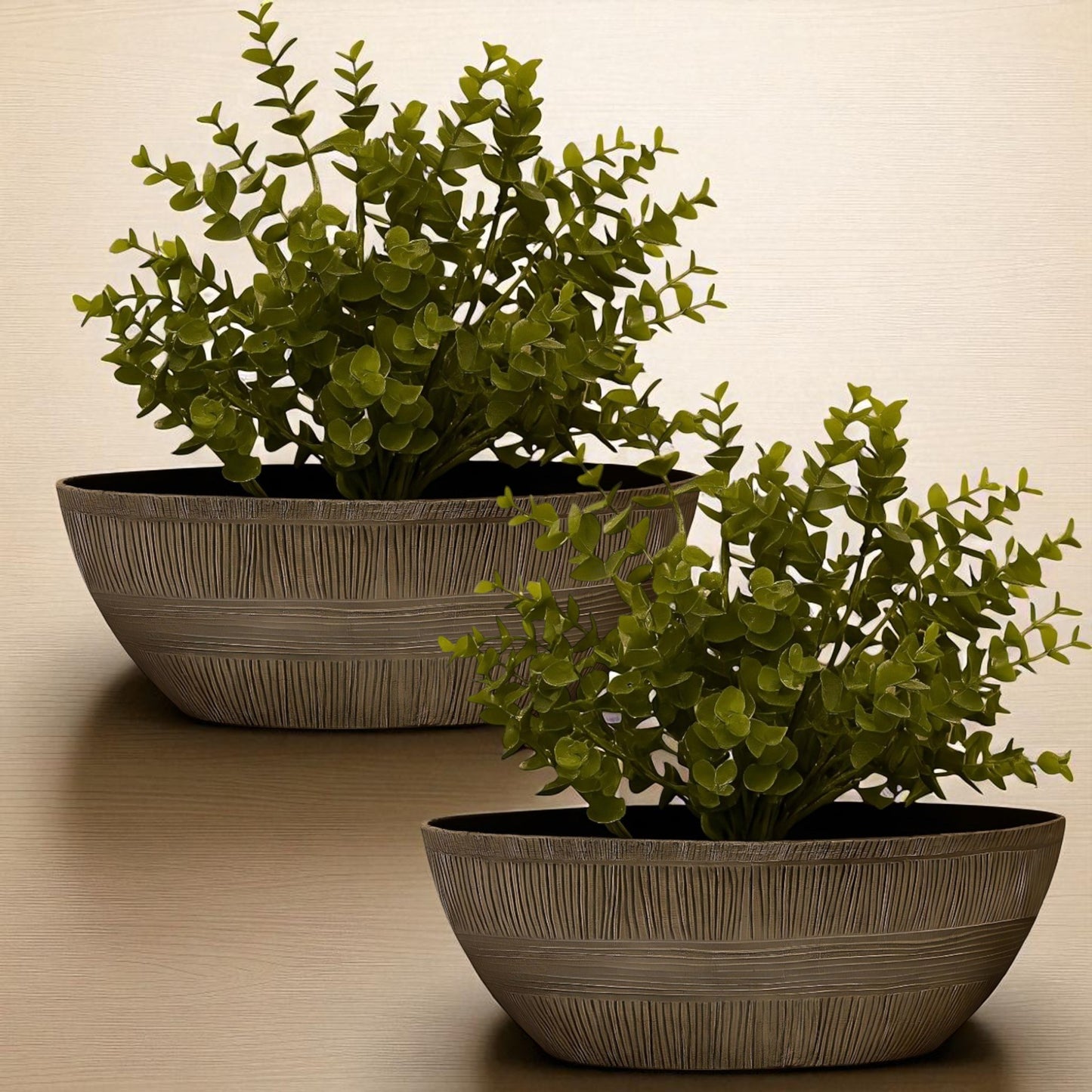 Sand Thatched Oval Bowl Planter 43cm – Bo Oval 17 | Single or Pack of 2