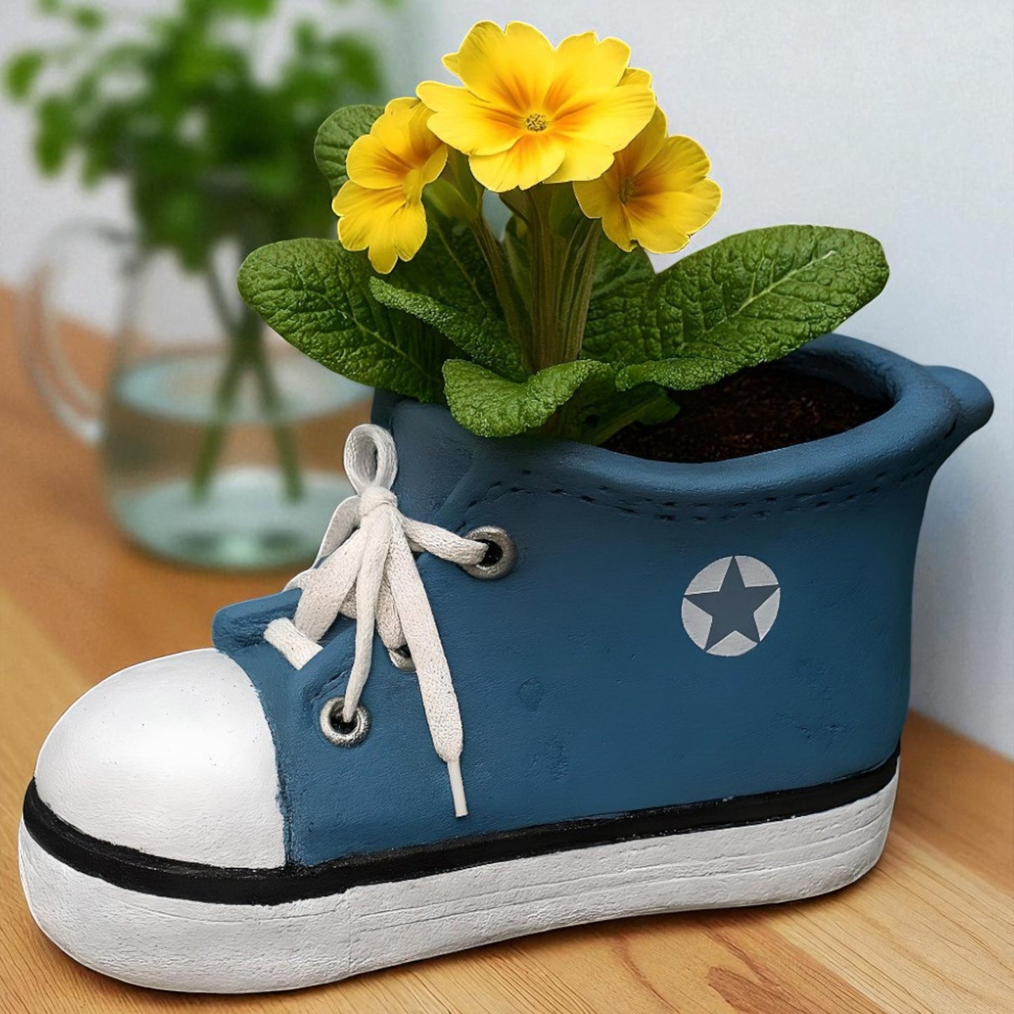 Fun Shoe Shaped Plant Pot – Blue Trainer Design Garden Planter 34cm