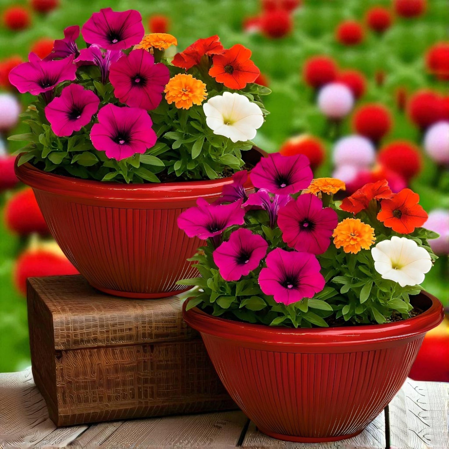 Beeline Bowl Planter 30cm – Round Ribbed Garden Pot with Drainage (Single / Pack of 2)
