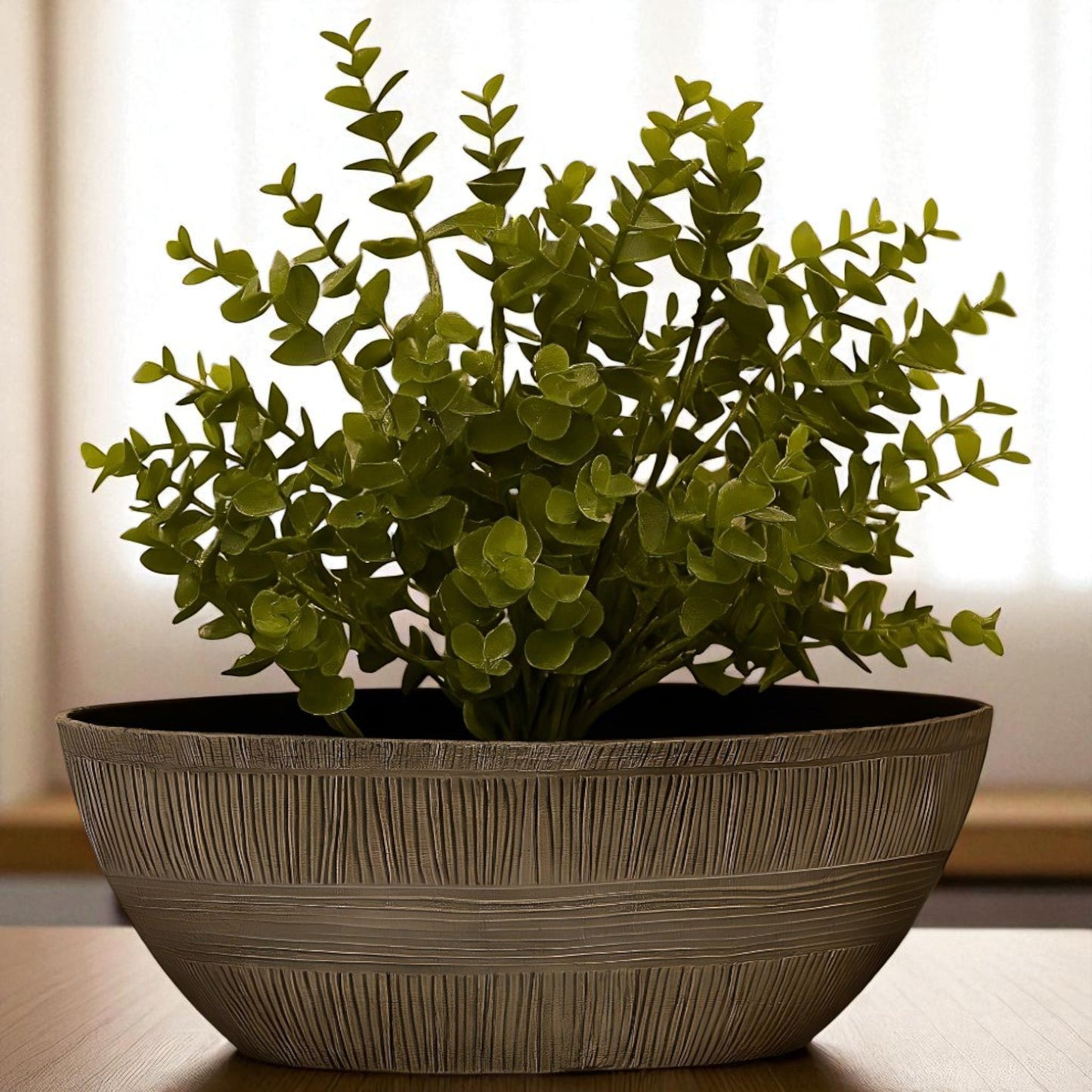 Sand Thatched Oval Bowl Planter 43cm – Bo Oval 17 | Single or Pack of 2