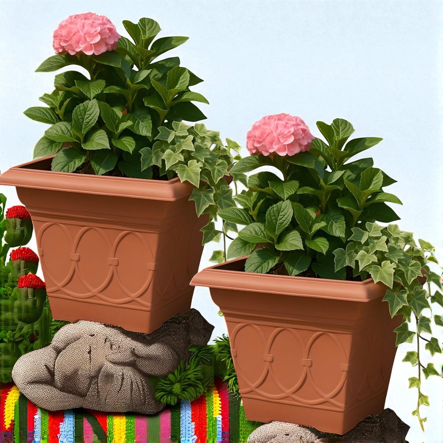 Durham 36.5cm Outdoor Plant Pot – Square Design, 21.2L Capacity