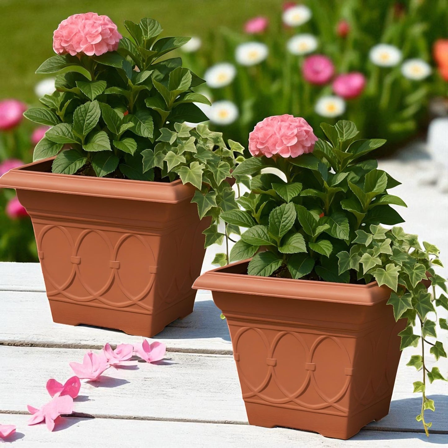 Durham 36.5cm Outdoor Plant Pot – Square Design, 21.2L Capacity