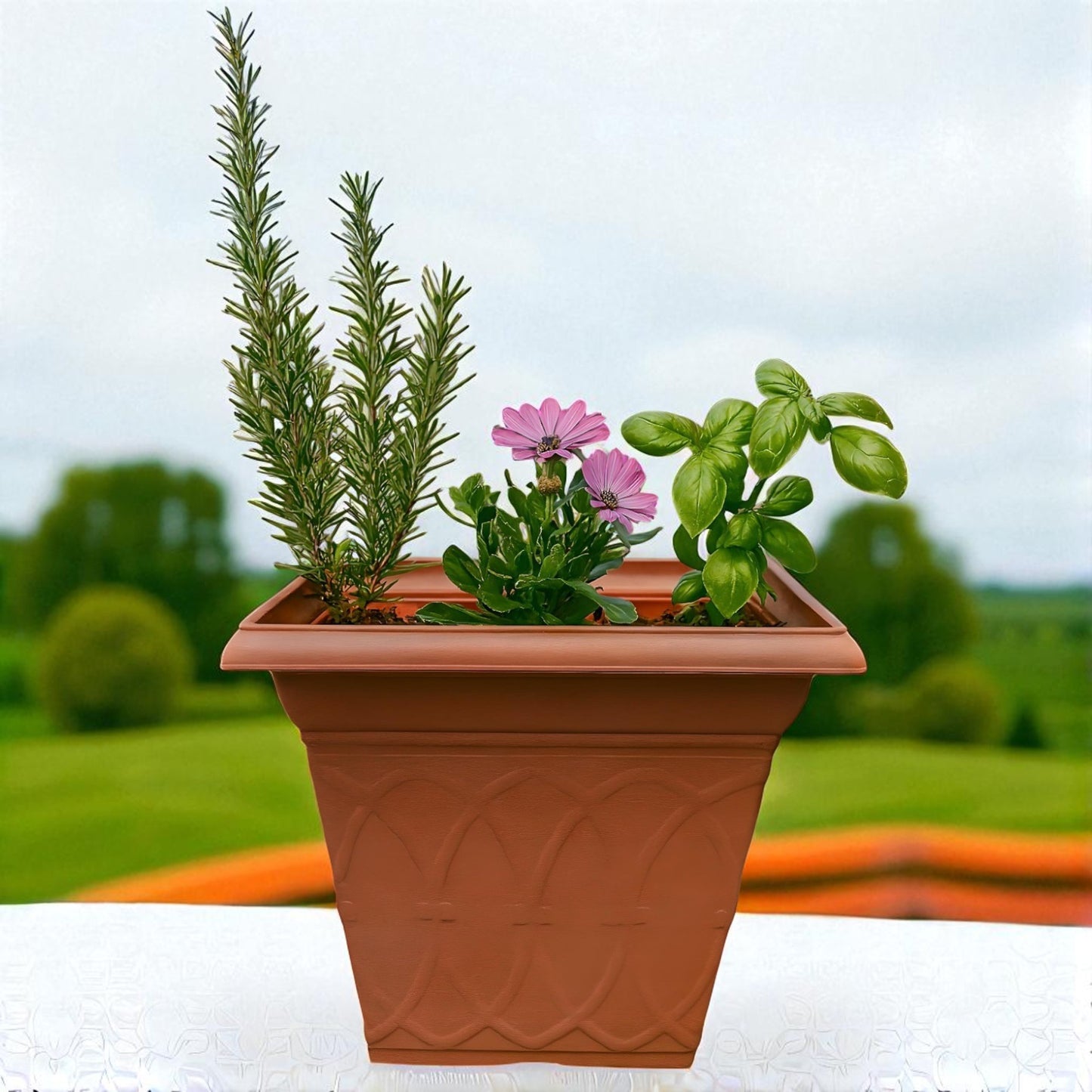 Durham 36.5cm Outdoor Plant Pot – Square Design, 21.2L Capacity