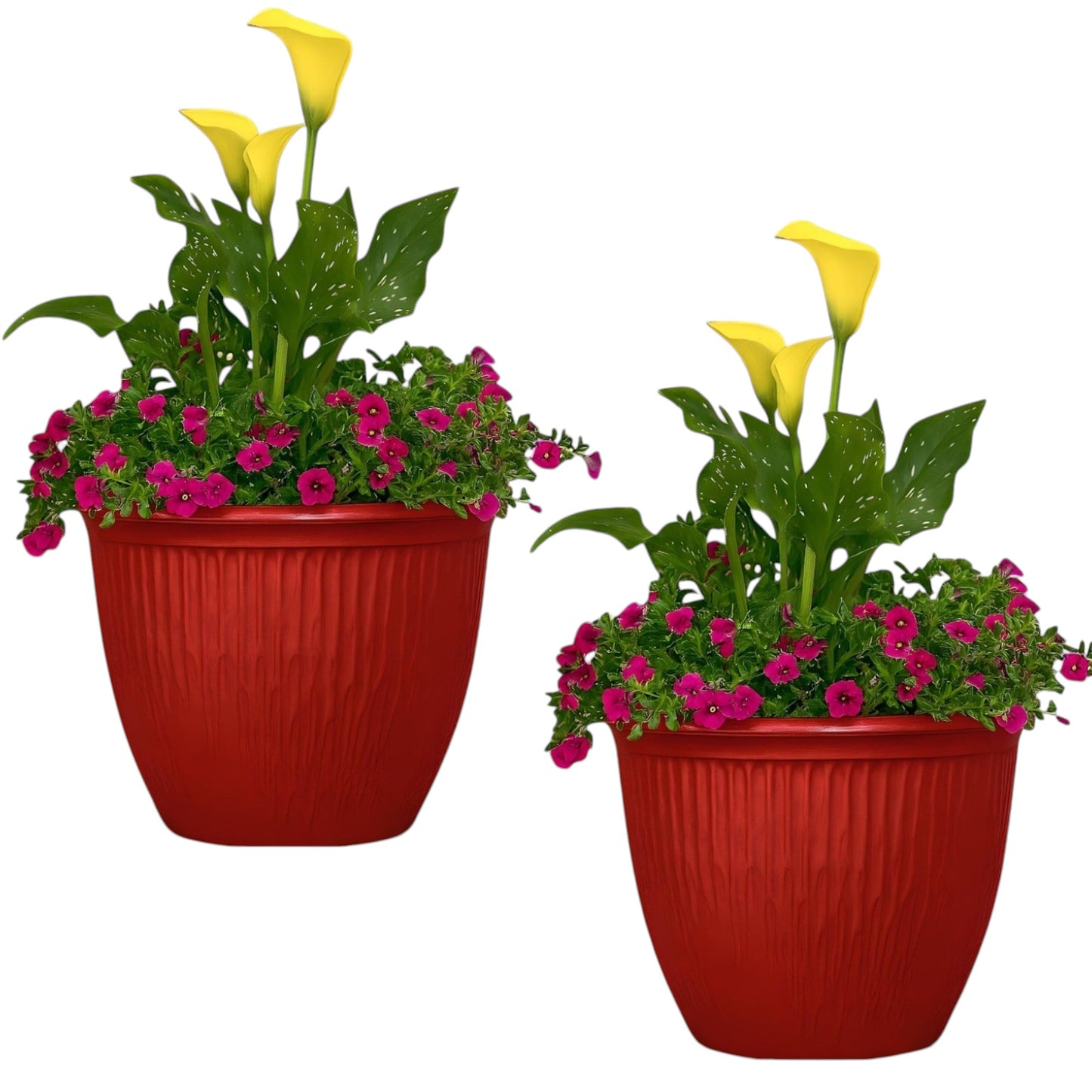 Beeline Bowl 12" High Gloss Red Planter – Modern Round Pot with Drainage Hole