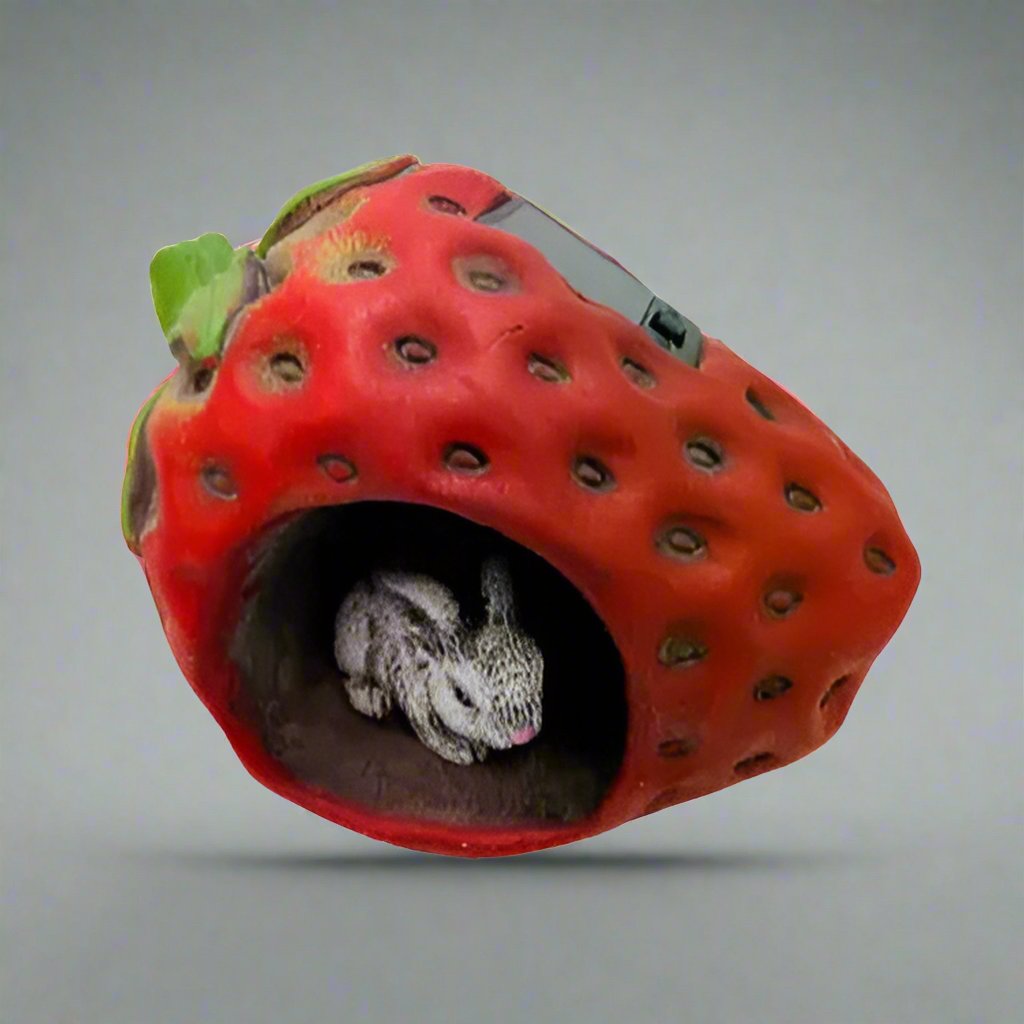 Rabbit in Strawberry Cement LED Garden Light