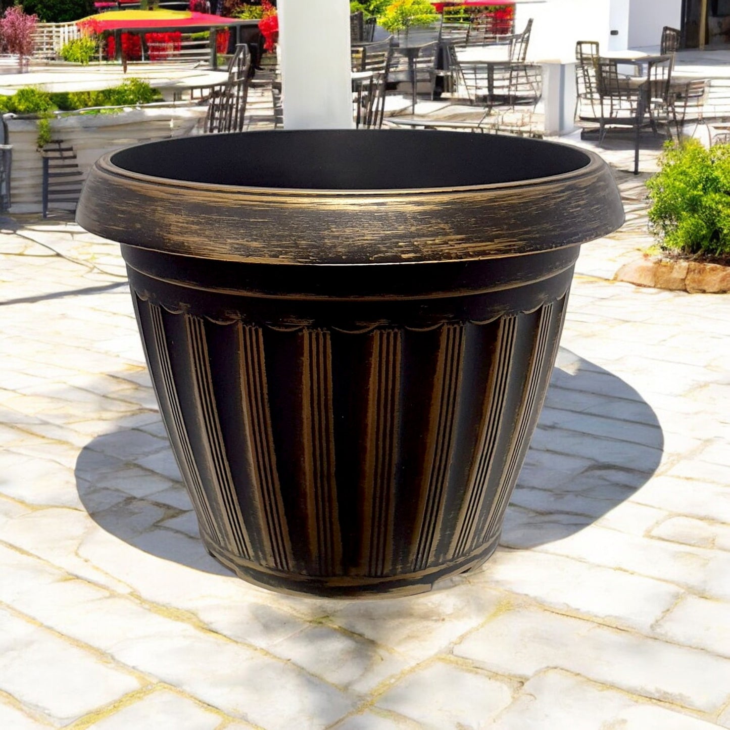 Vintage Bronze Striped Garden Planter – 37CM X 29CM (Single/Pack of 2)