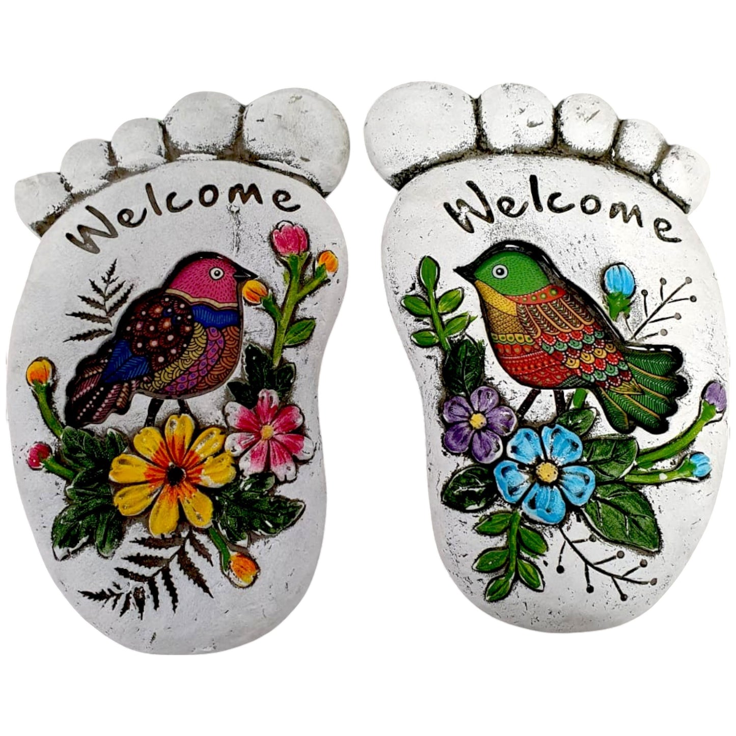 Colorful Welcome Foot Stepping Stones - A Warm Greeting for Your Garden