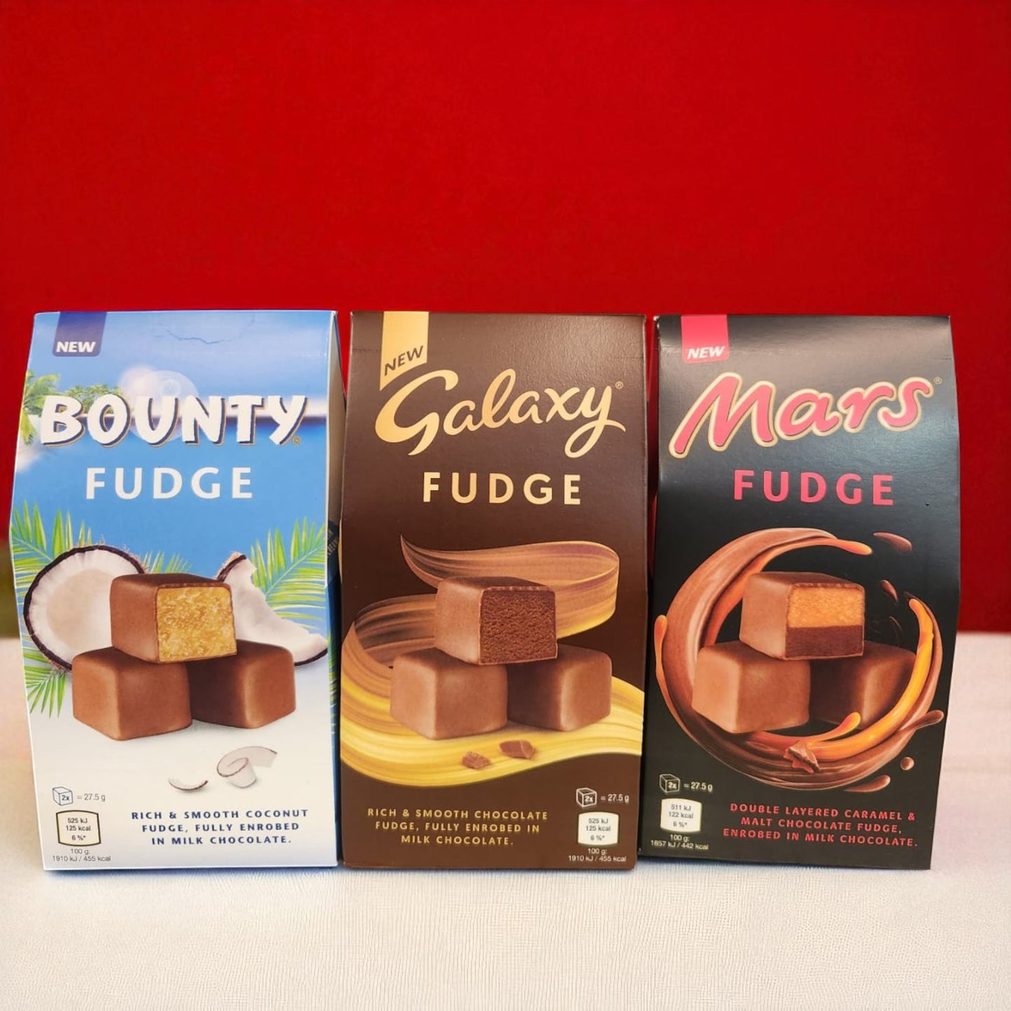 Bounty, Galaxy & Mars Fudge Chocolate Trio – 3 x 27.5g Boxes