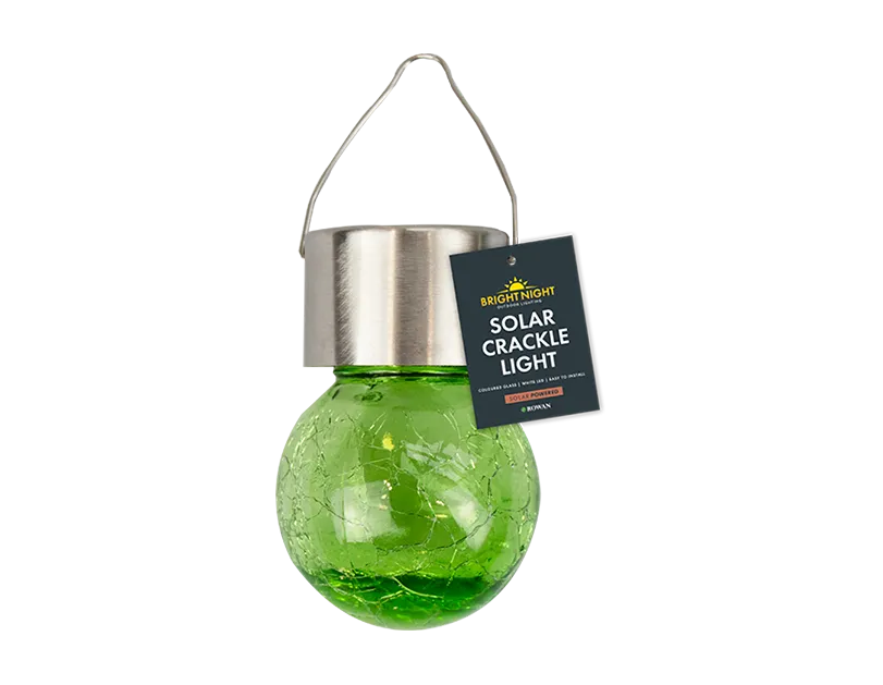 Solar Coloured Glass Crackle Ball Light Outdoor LED Hanging Lantern Garden Solar Lights Ideal for Festive Outdoor Lighting