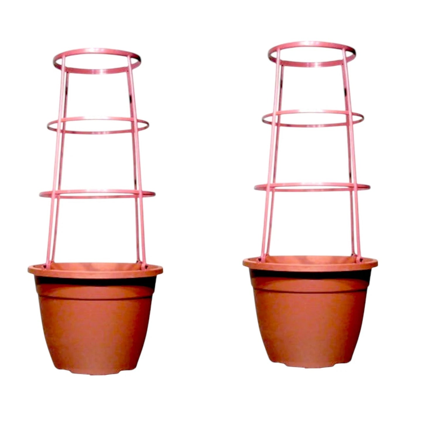 Bella 30cm Plastic Cage Planter – Terracotta Brown Pot with Support | 1/2/4 Pack