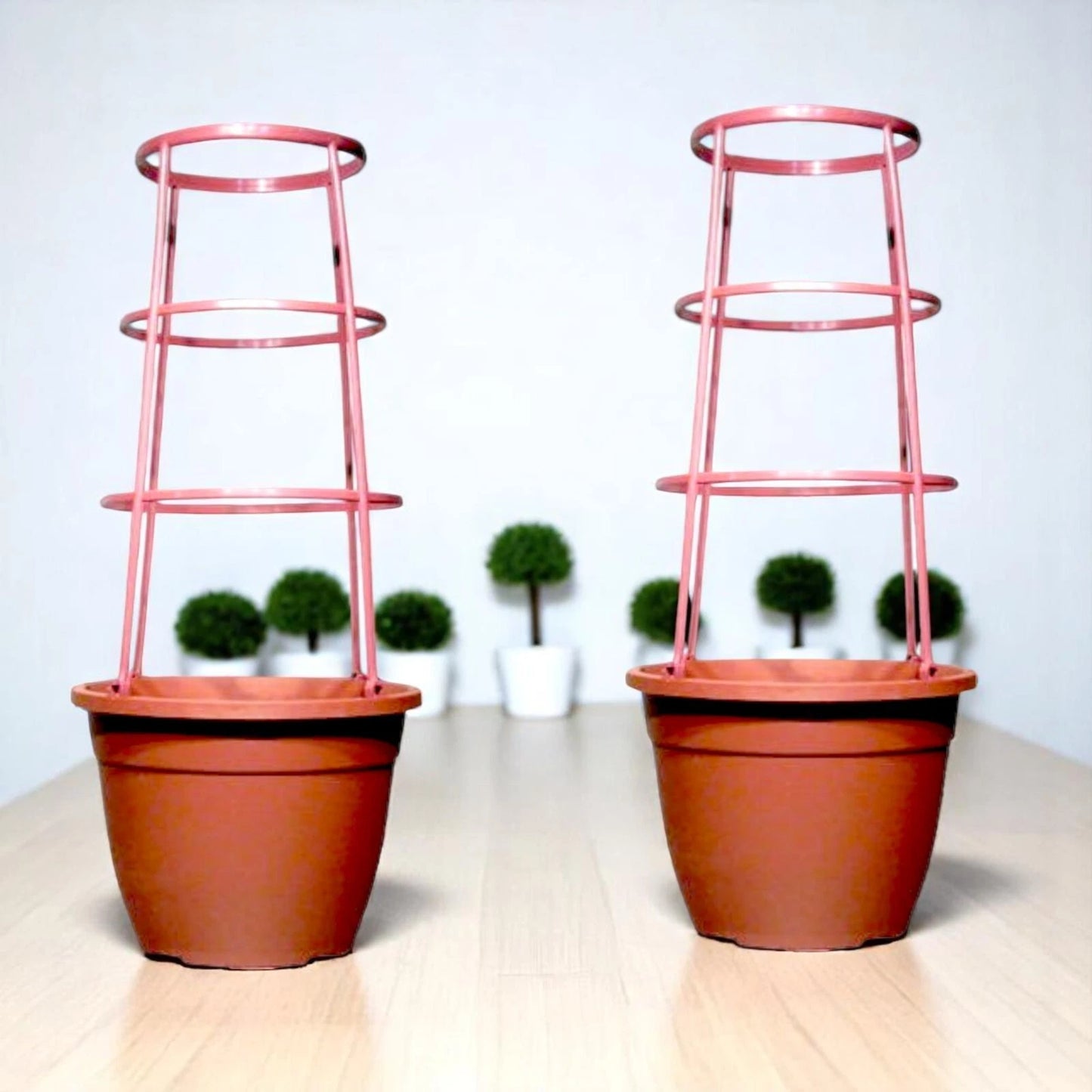 Bella 30cm Plastic Cage Planter – Terracotta Brown Pot with Support | 1/2/4 Pack