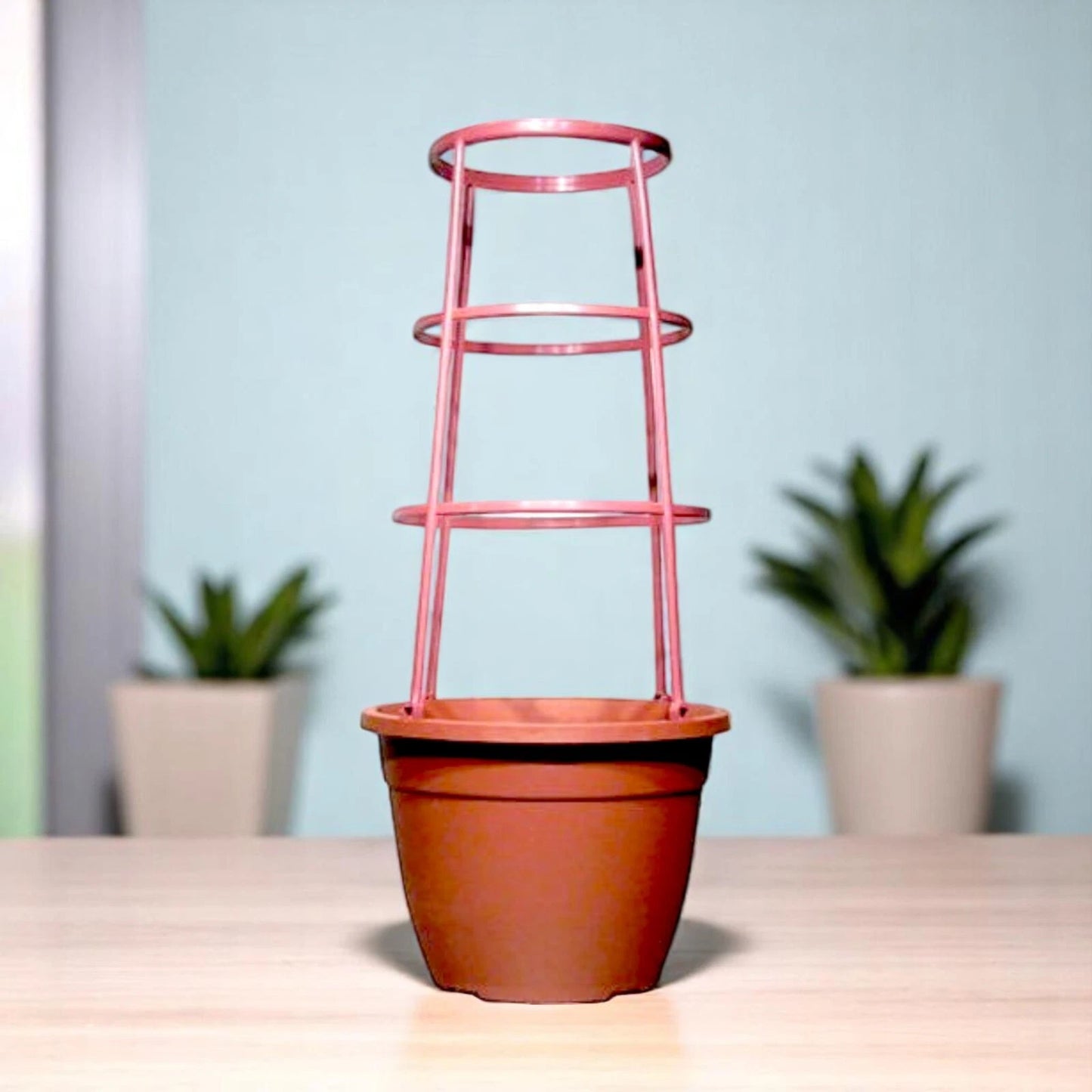 Bella 30cm Plastic Cage Planter – Terracotta Brown Pot with Support | 1/2/4 Pack